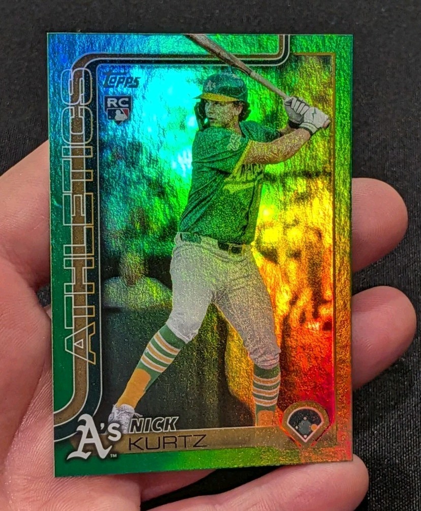 2025 Topps Nick Kurtz ROOKIE /99 GREEN RAINBOW FOIL Refractor RC US201 Athletics