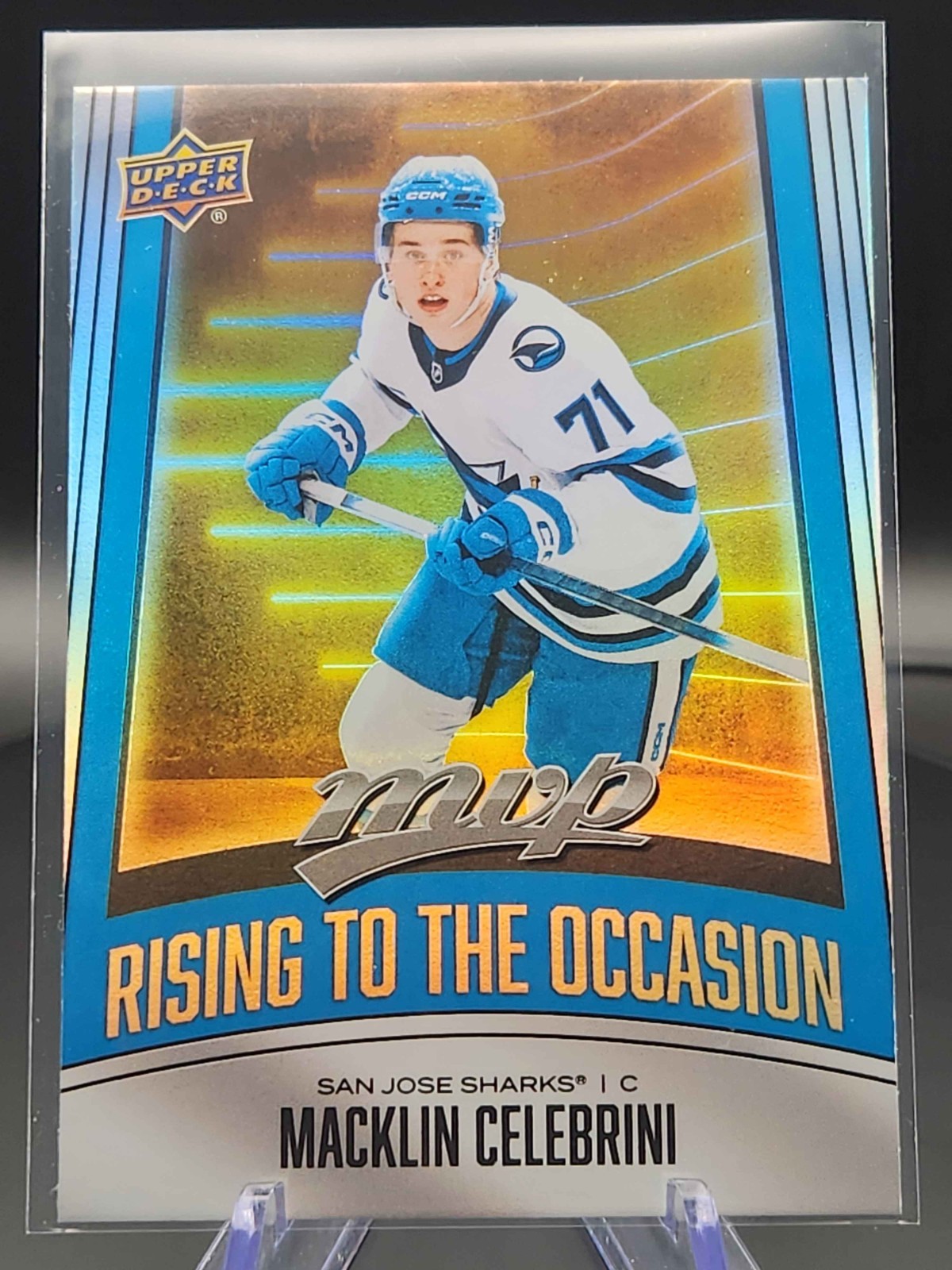 Upper Deck 2025-26 MVP Macklin Celebrini Sharks Rising to the Occasion #RO-24