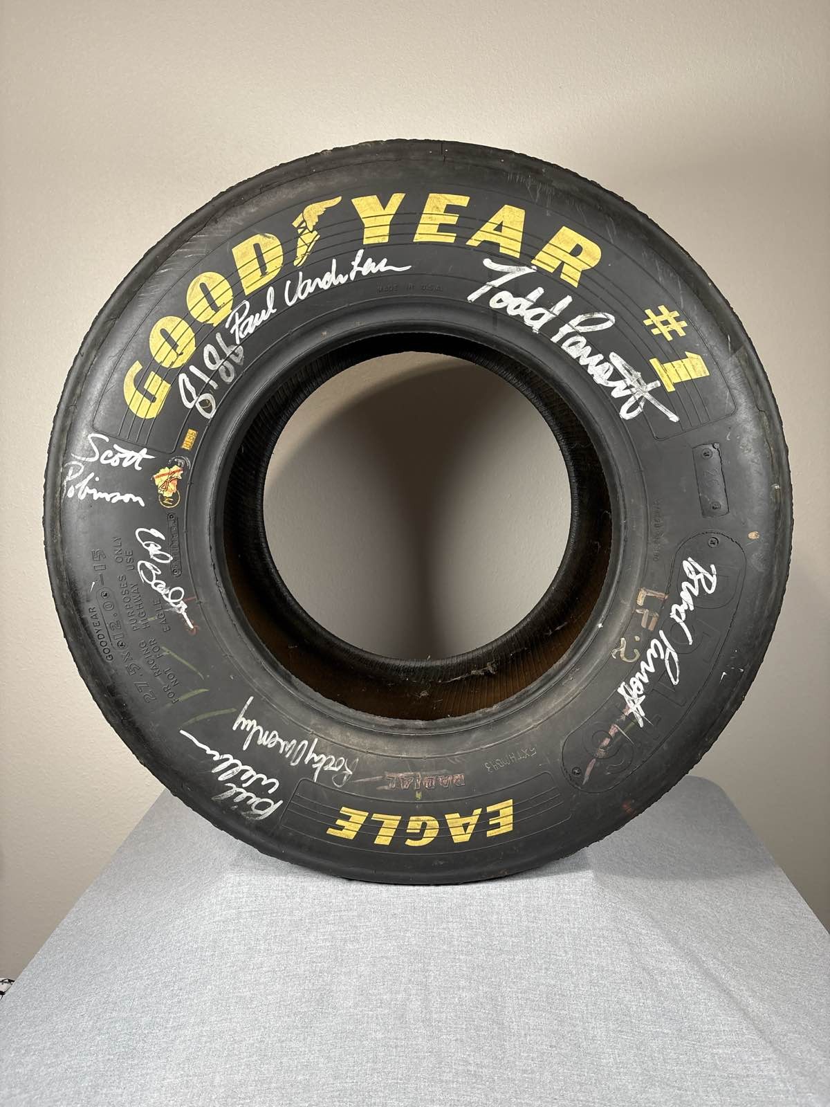 VTG Darrell Waltrip NASCAR Race Used Tire Signed By Buddy, Todd Parrott & More