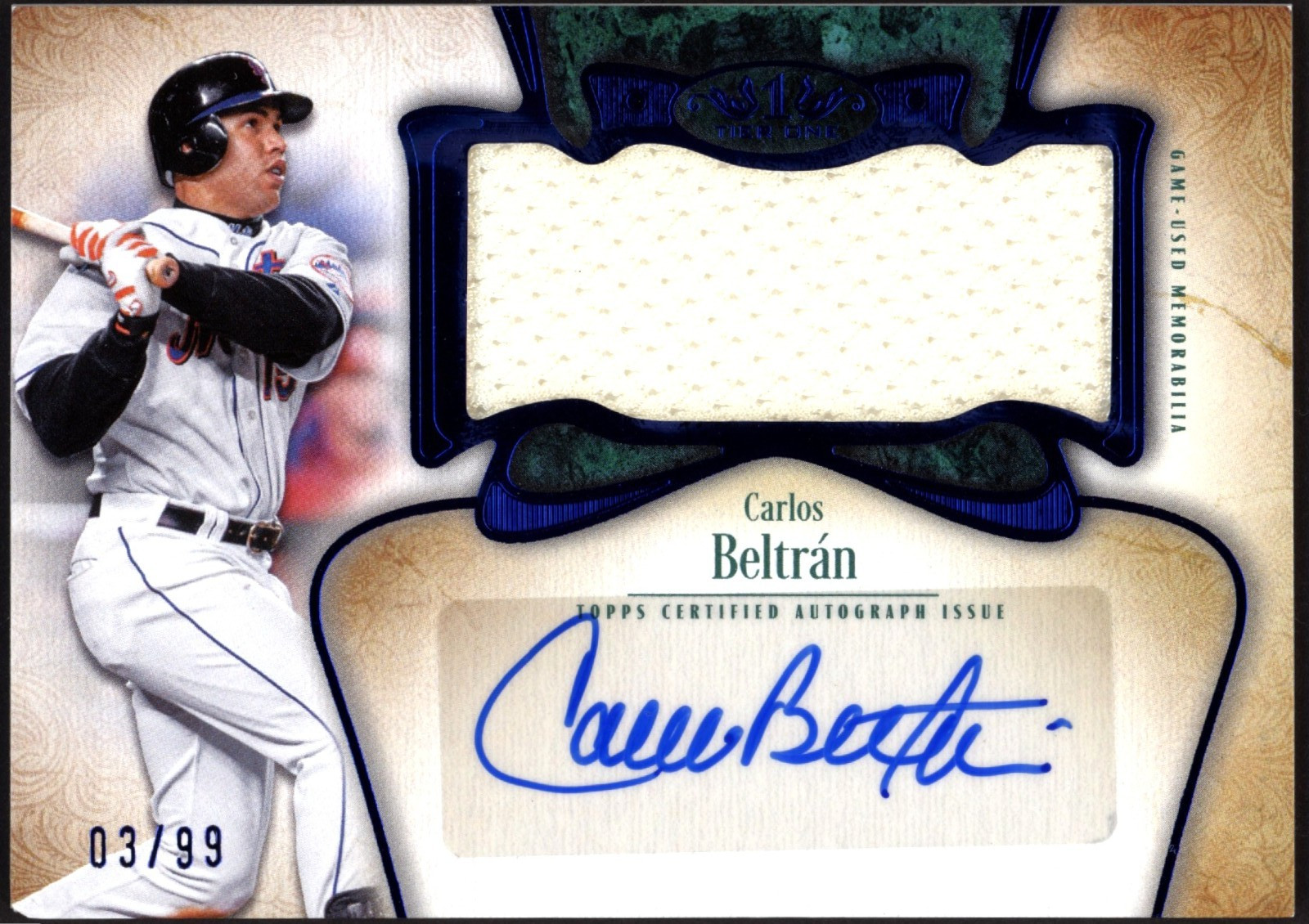 2026 TOPPS TIER ONE CARLOS BELTRAN AUTO JUMBO RELIC GAME USED #AT1JR-CB SP 3/99