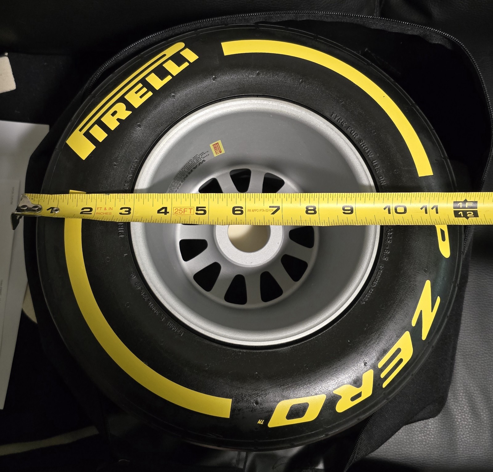 F1 Pirelli Formula One Mini Tire. Yellow Medium Wind Tunnel Pole Position Award