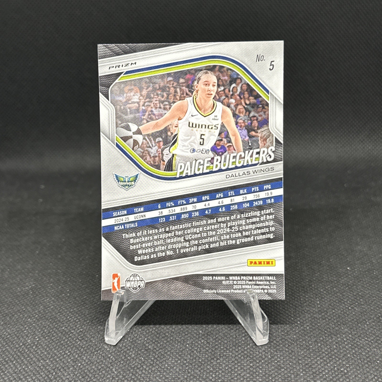 2025 Panini Prizm WNBA Paige Bueckers White Seismic Prizm #5 Dallas Wings