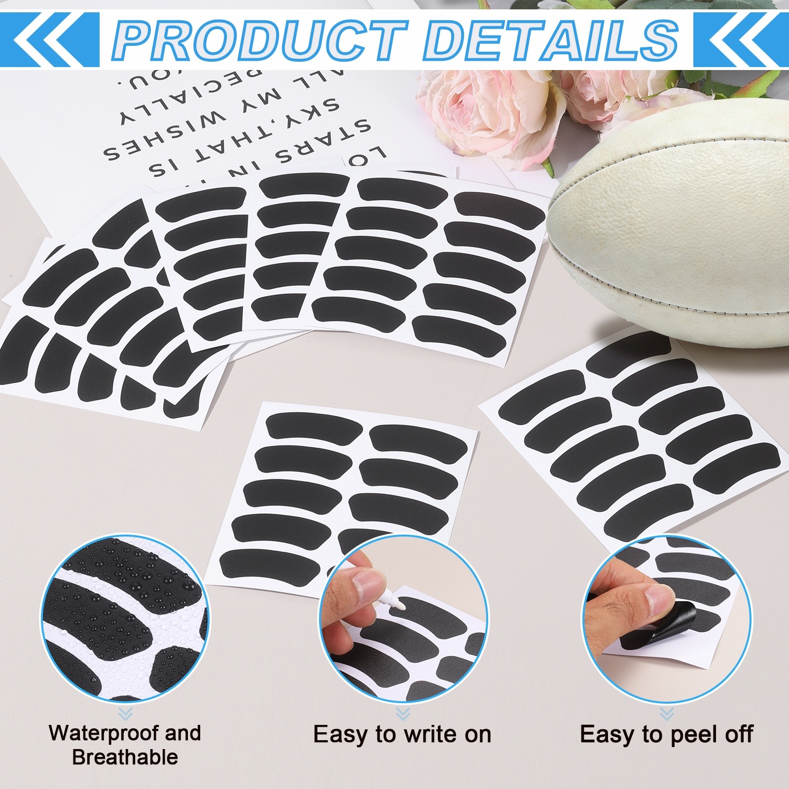 120 Pair Sports Eye Stickers Face Stickers with 1Pcs White Pencil Black
