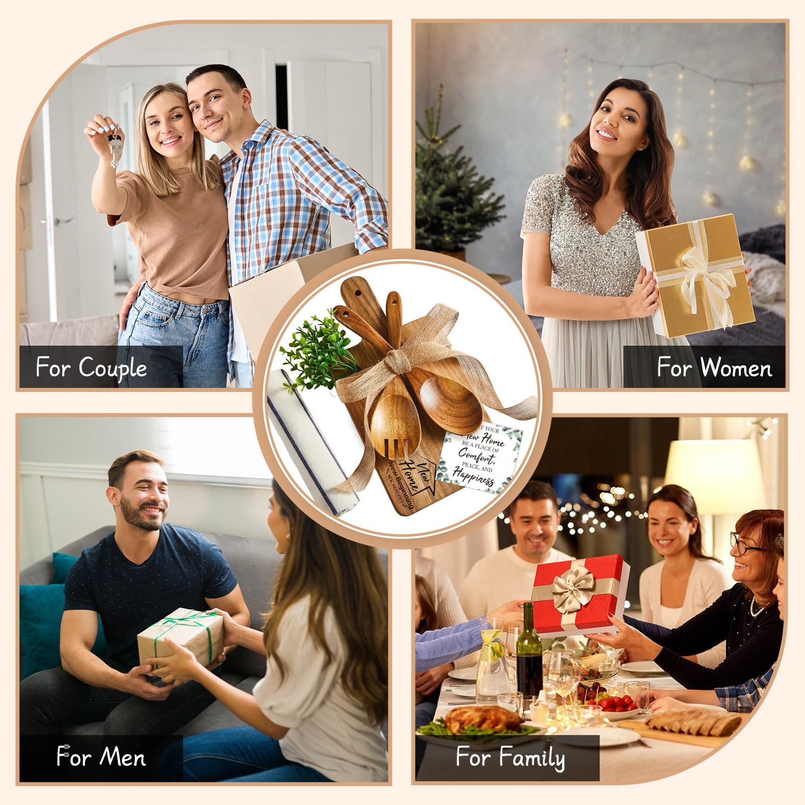 7Pcs Housewarming Gifts 13.78 x 6.89 inches, Light Brown, Multi-colored