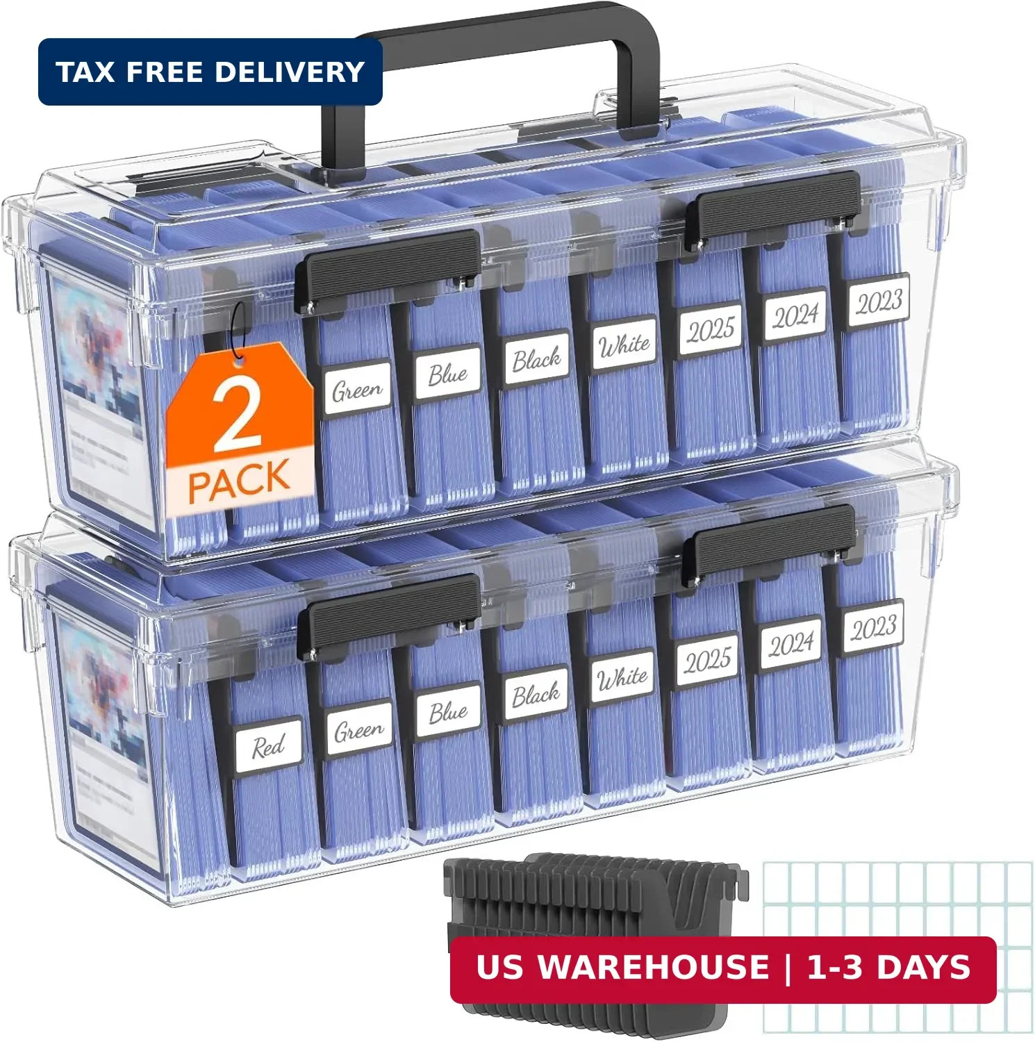 Trading Card Storage Box fit for Toploader, Stackable Reinforced Latch C