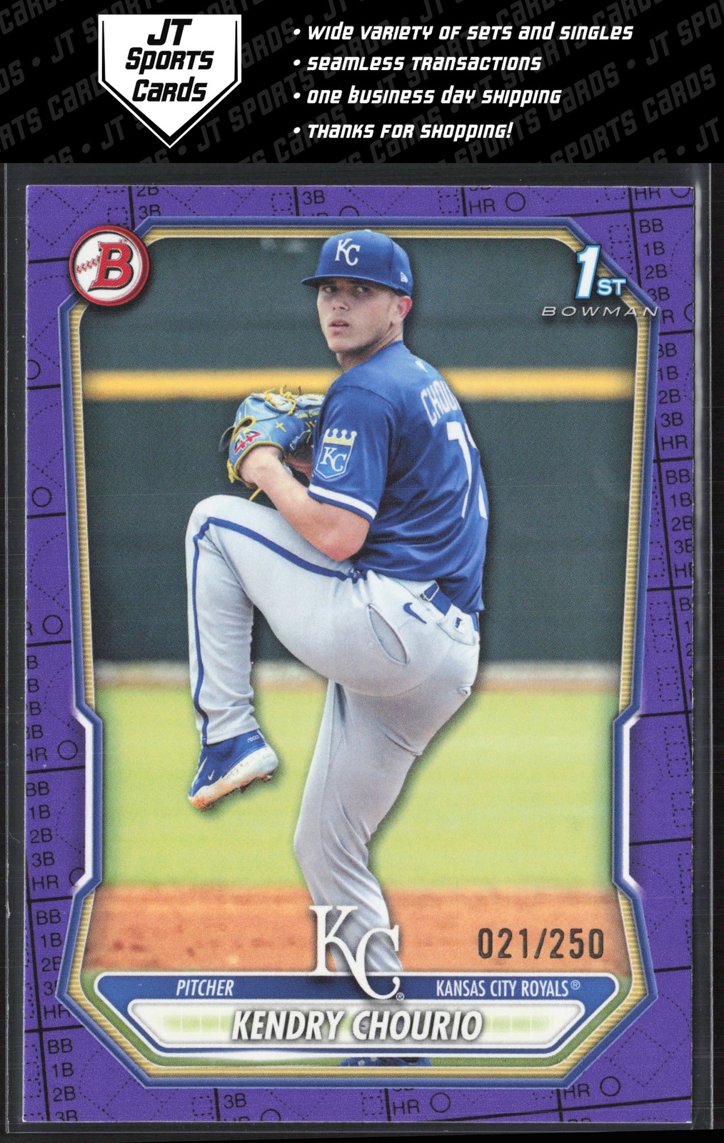 2026 Bowman Kendry Chourio BP-7 1st Purple Pattern /250 Kansas City Royals