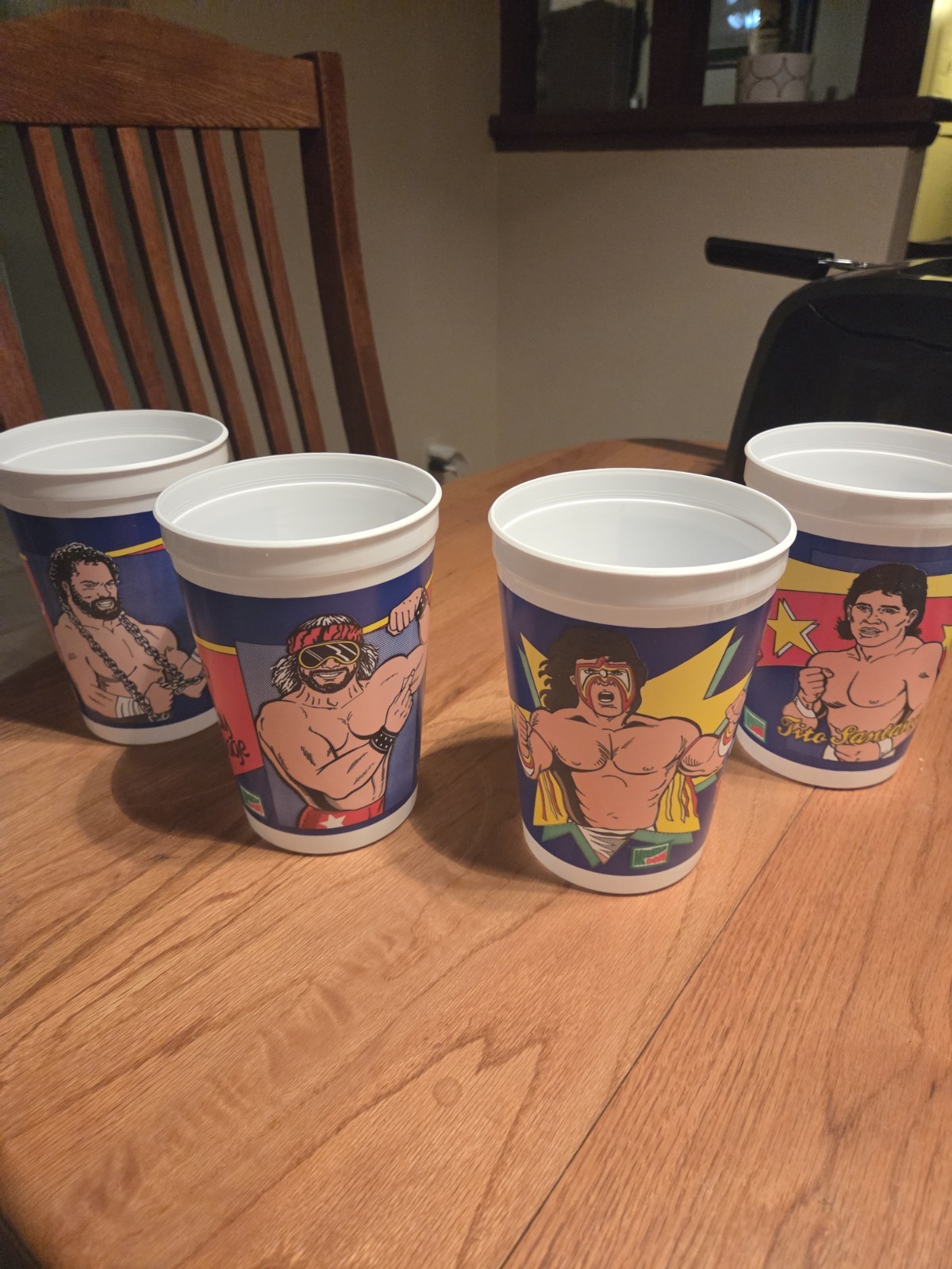 1989 (RARE) VINTAGE WF WRESTLING Cups Brand New 4 cups in set