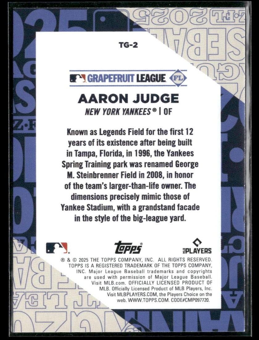 2025 Topps #TG-2 Aaron Judge Training Grounds