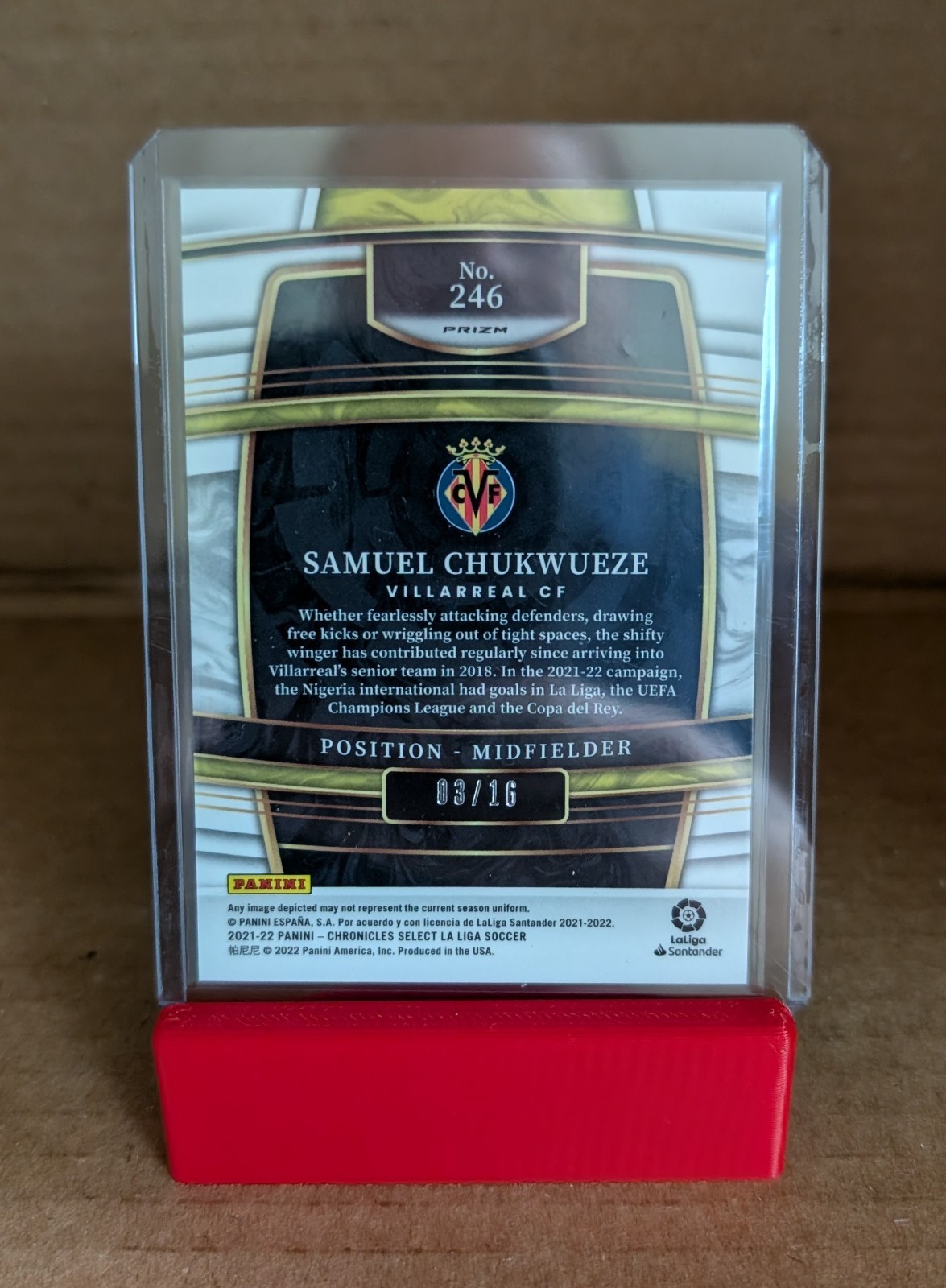 2021-22 Chronicles Select Samuel Chukwueze – Villarreal Blue Mojo #246 SSP 3/16