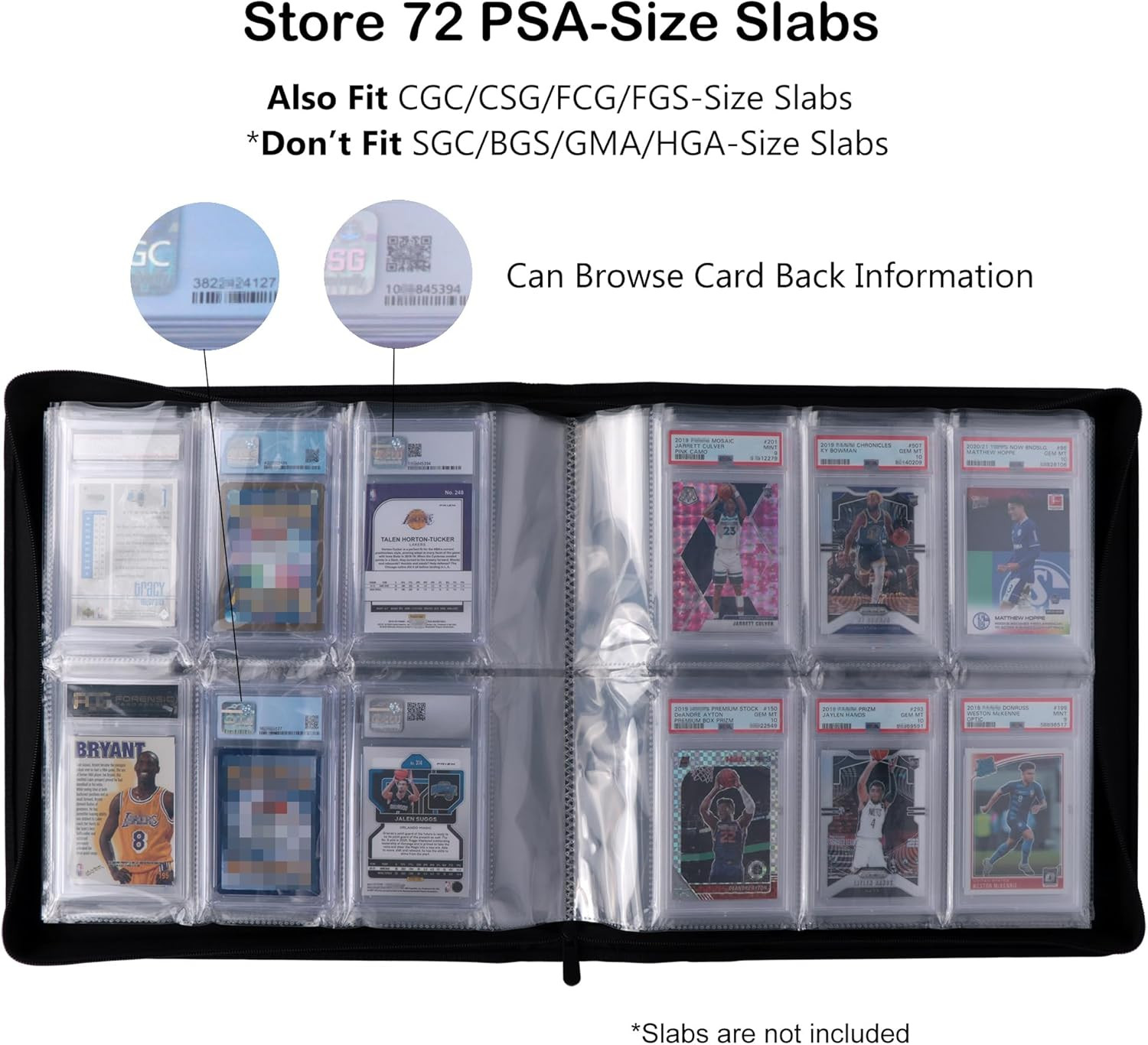 PSA Slab Binder, Holds 72 PSA Slabs, 6-Pocket Graded Card Binder for PSA, CGC, C