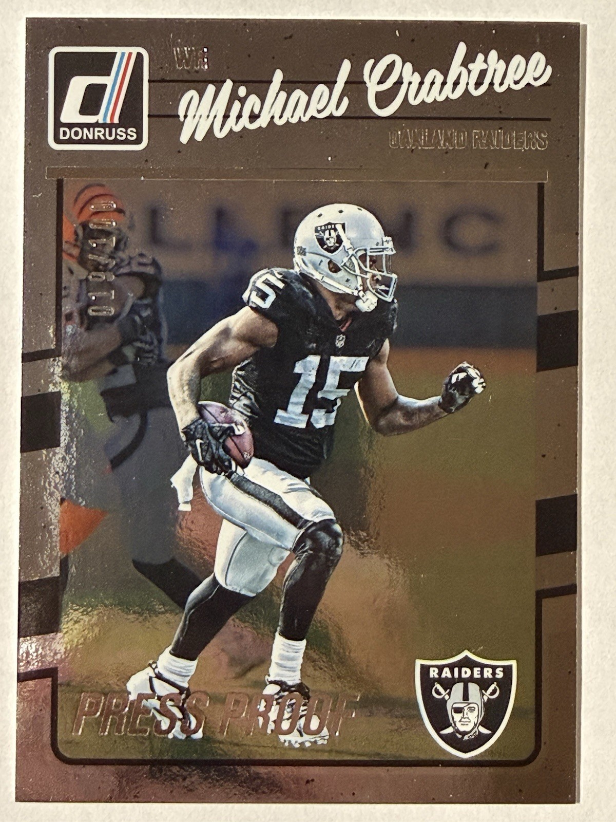 2016 Donruss Michael Crabtree /100 Silver Press Proof #220 Raiders Color Match