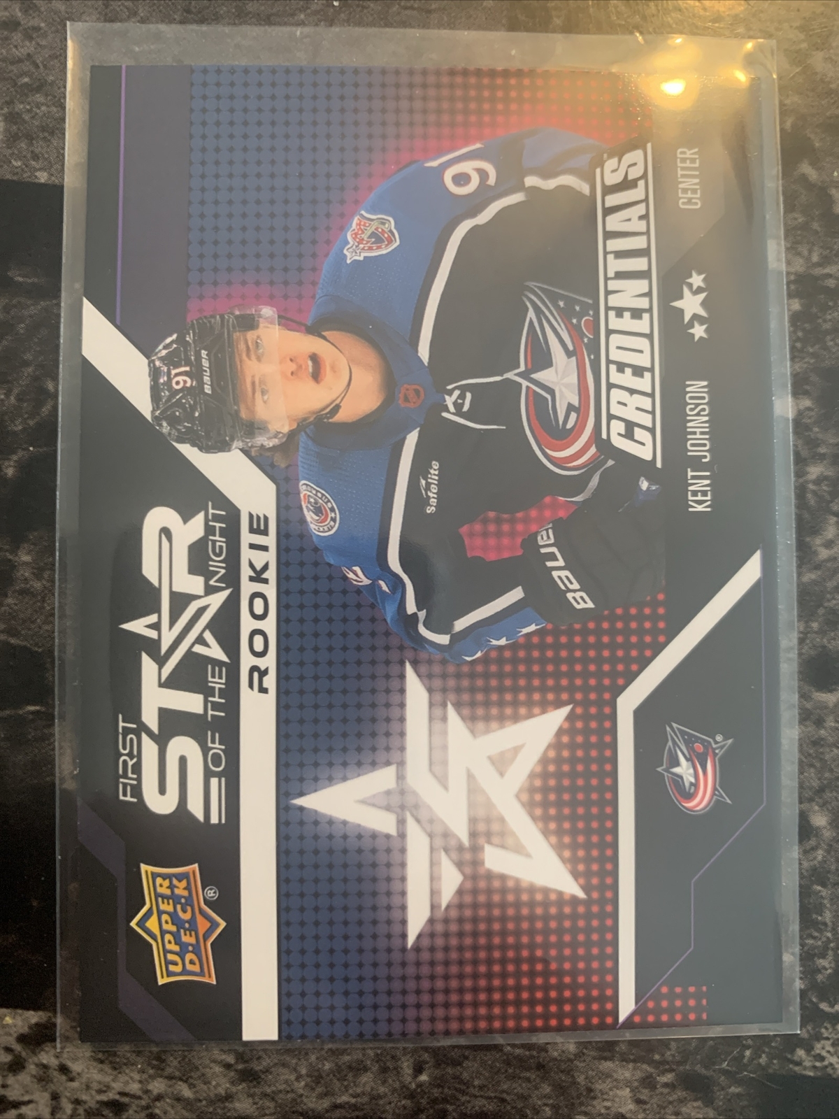 Kent Johnson Rookie 2022-23 Credentials First Star Of The Game #1sr-5