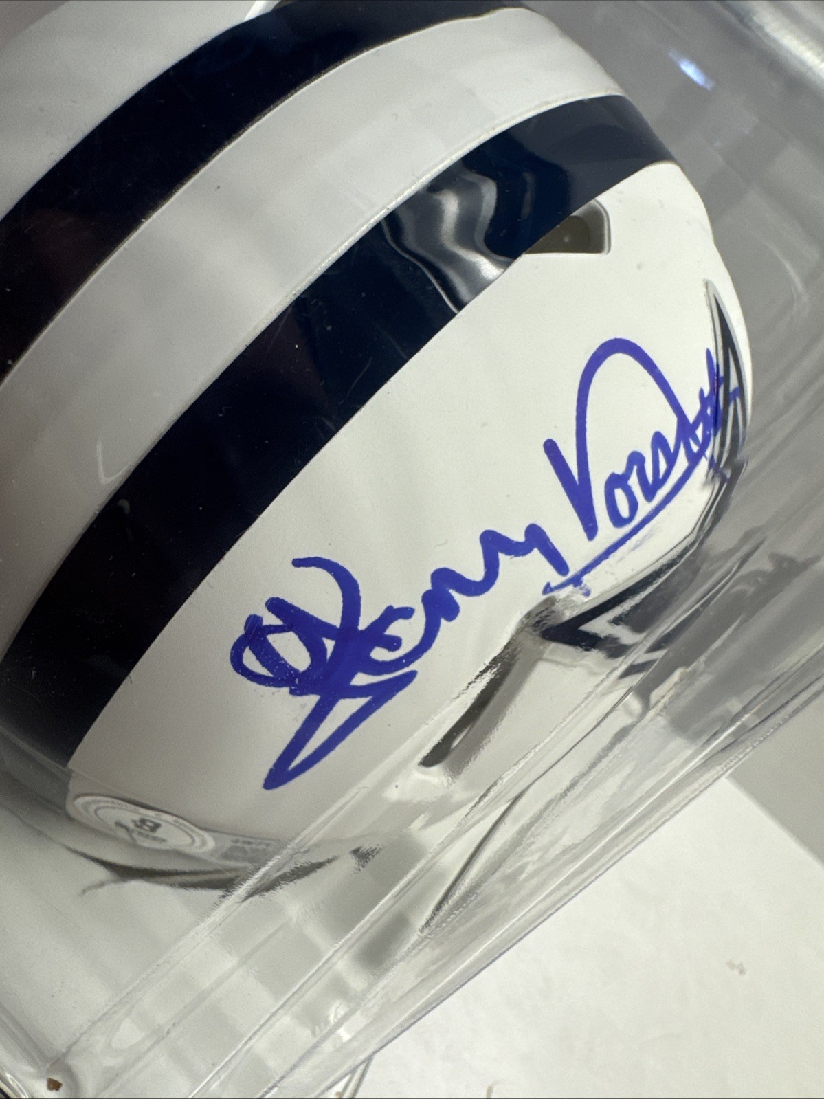 Cowboys Tony Dorsett Signed Flat White Speed Mini Helmet in Blue w BAS Witnessed