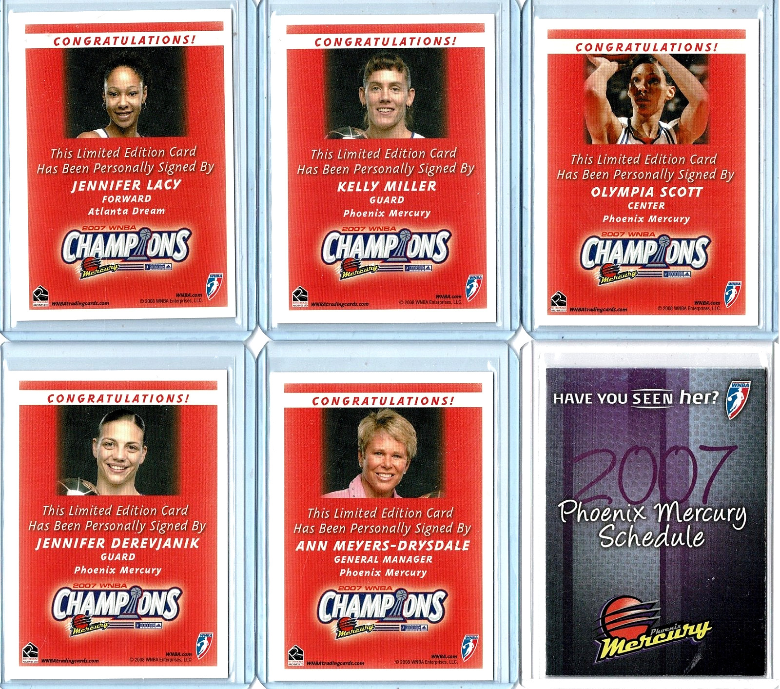 2008 Rittenhouse WNBA Phoenix Mercury 11-Card Auto Team Set 🏀 SEE NOTE BELOW