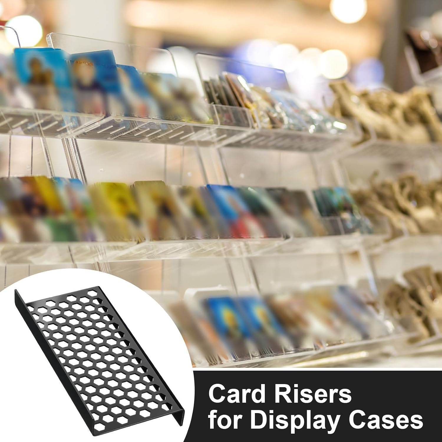 24 Pcs Trading Card Risers for Display Case Acrylic Modular Display Risers for C