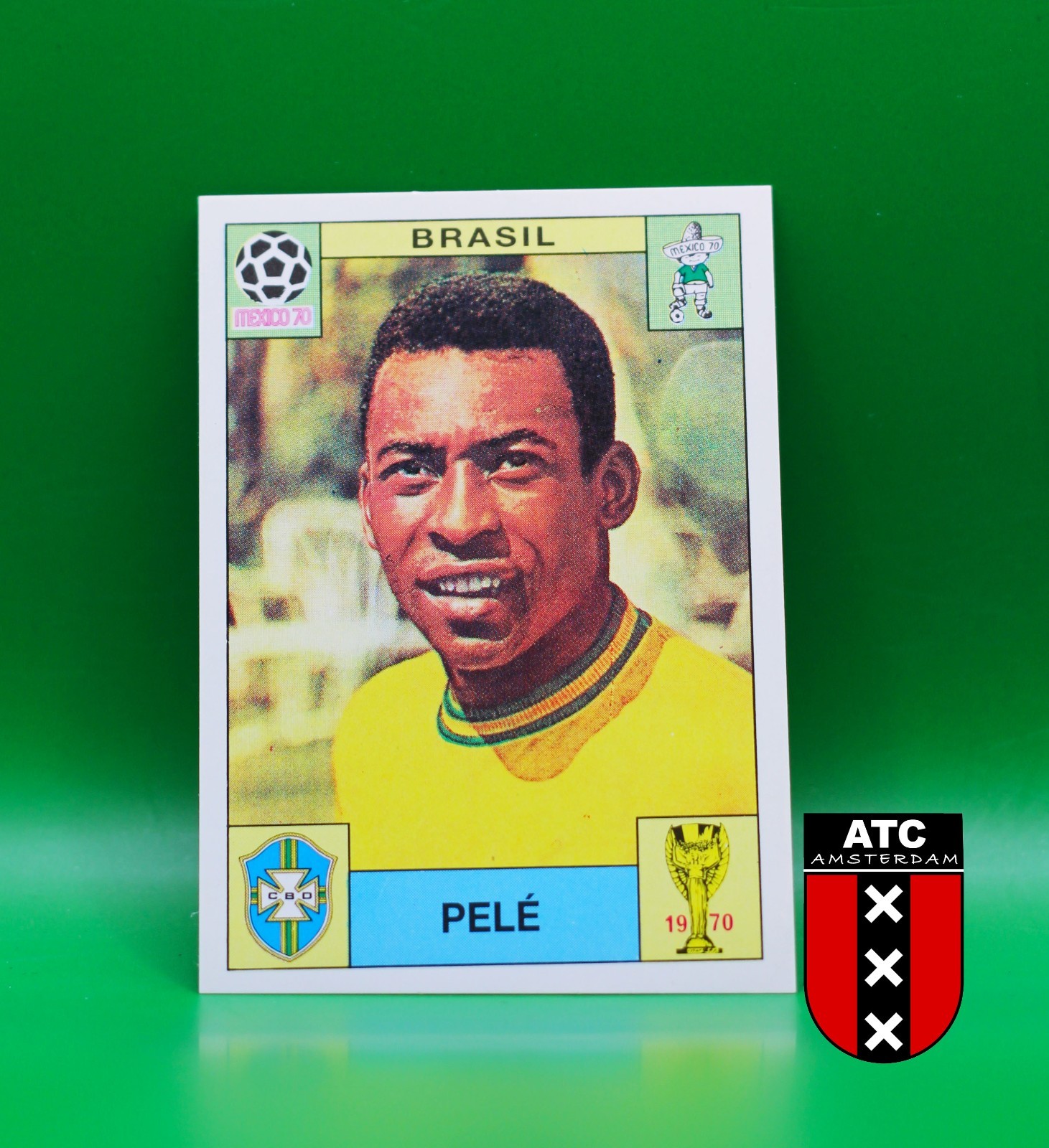 Pele No 38 Brasil 1970 Sticker PANINI World Cup Story Sonric’s 1990 Mexico 70
