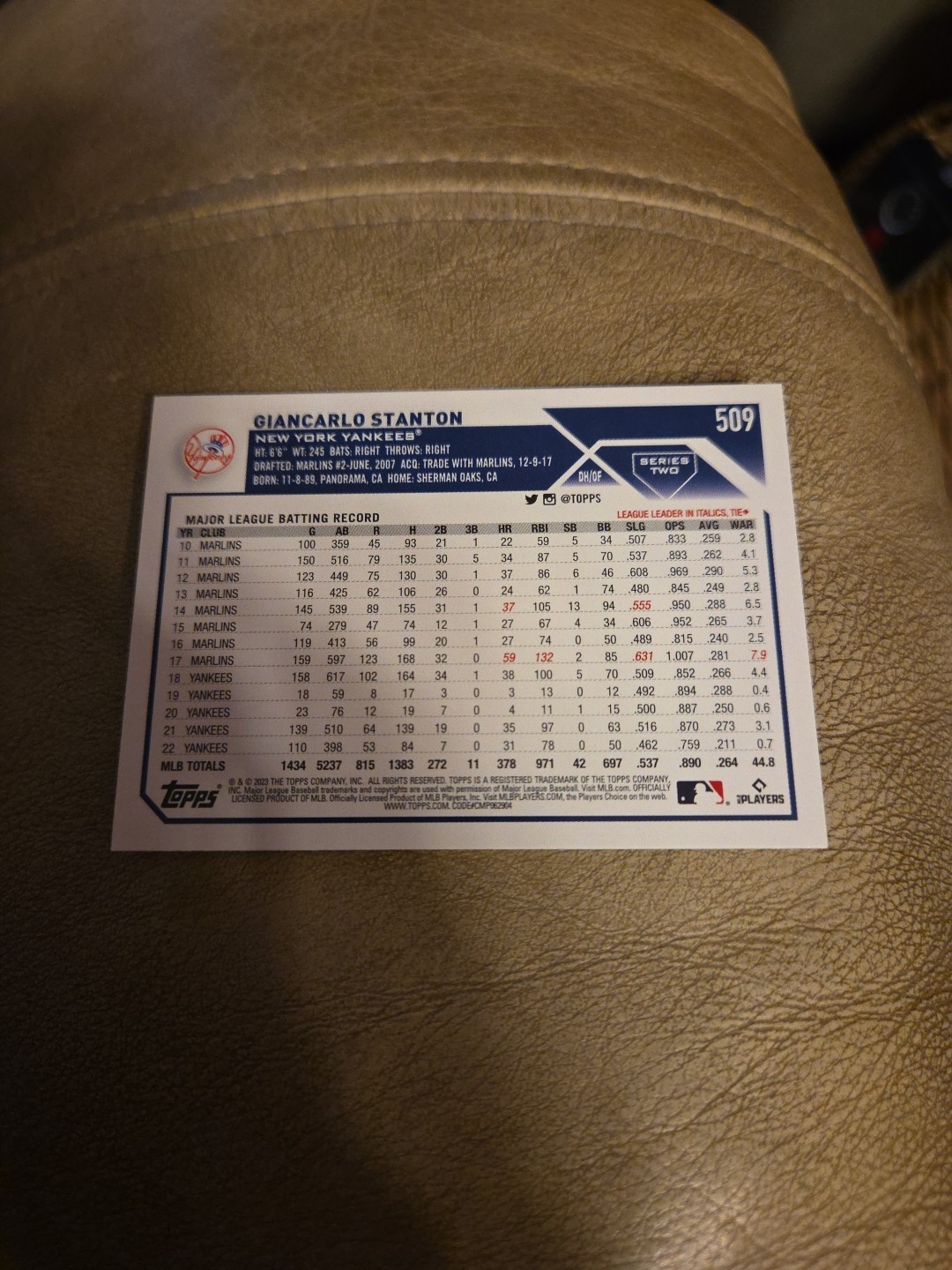 2023 Topps Series 2 Giancarlo Stanton #509 NY Yankees