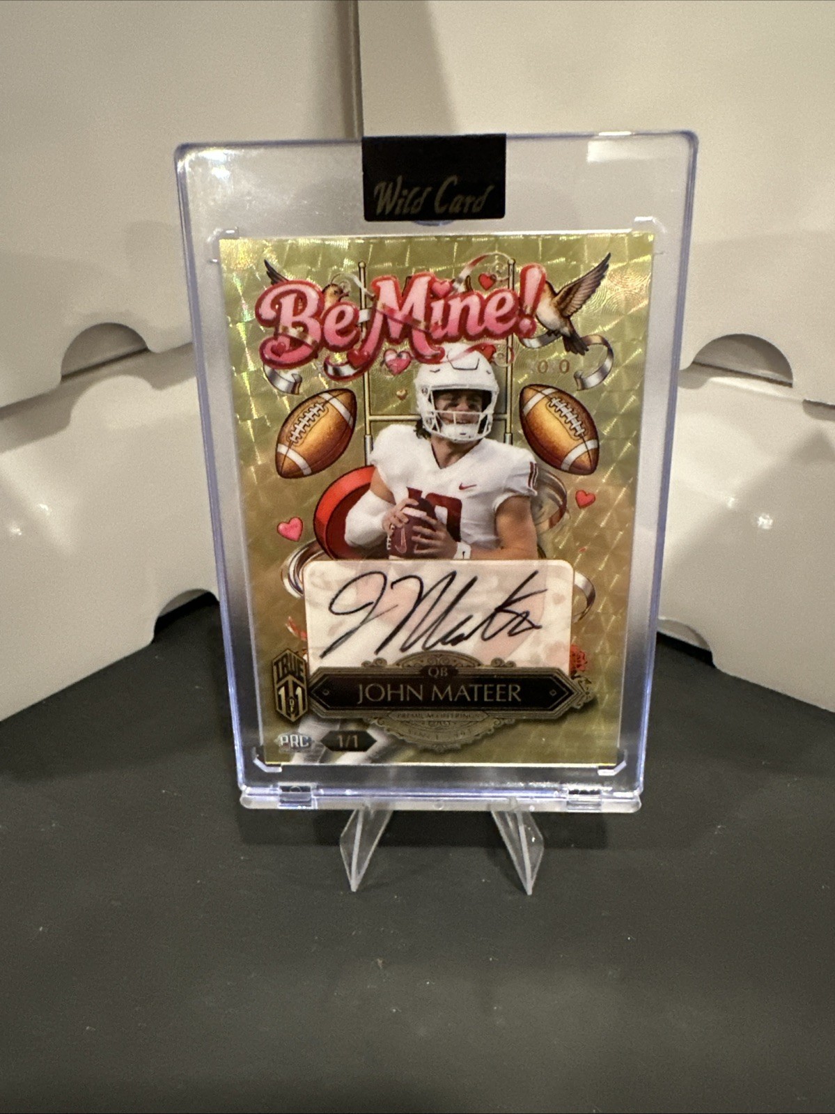2026 John Mateer Autograph True 1/1 Gold Vinyl Be Mine Wild Card Sweets