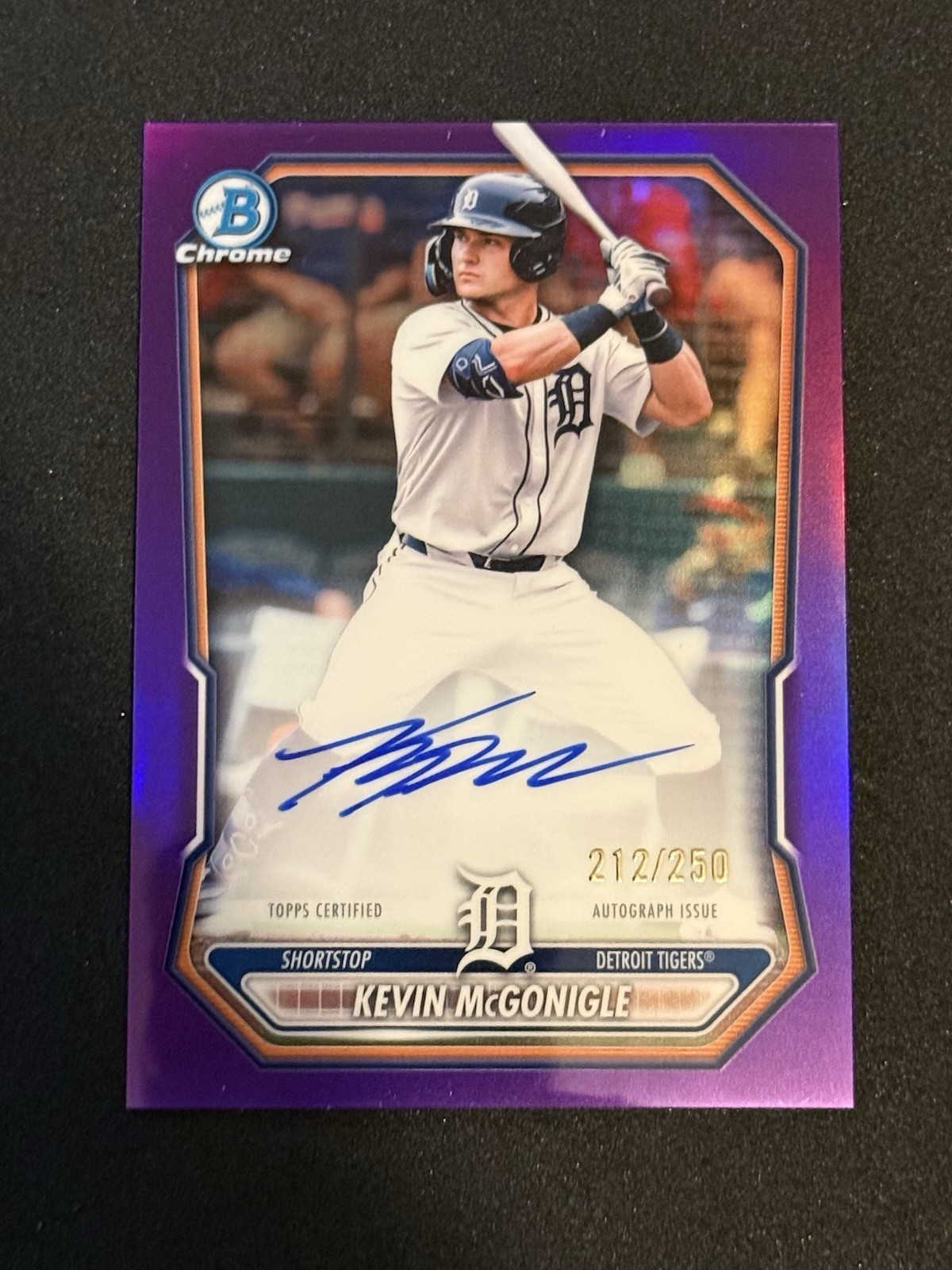 2026 Bowman Chrome Kevin McGonigle Tigers Purple Refractor Auto /250 Detroit