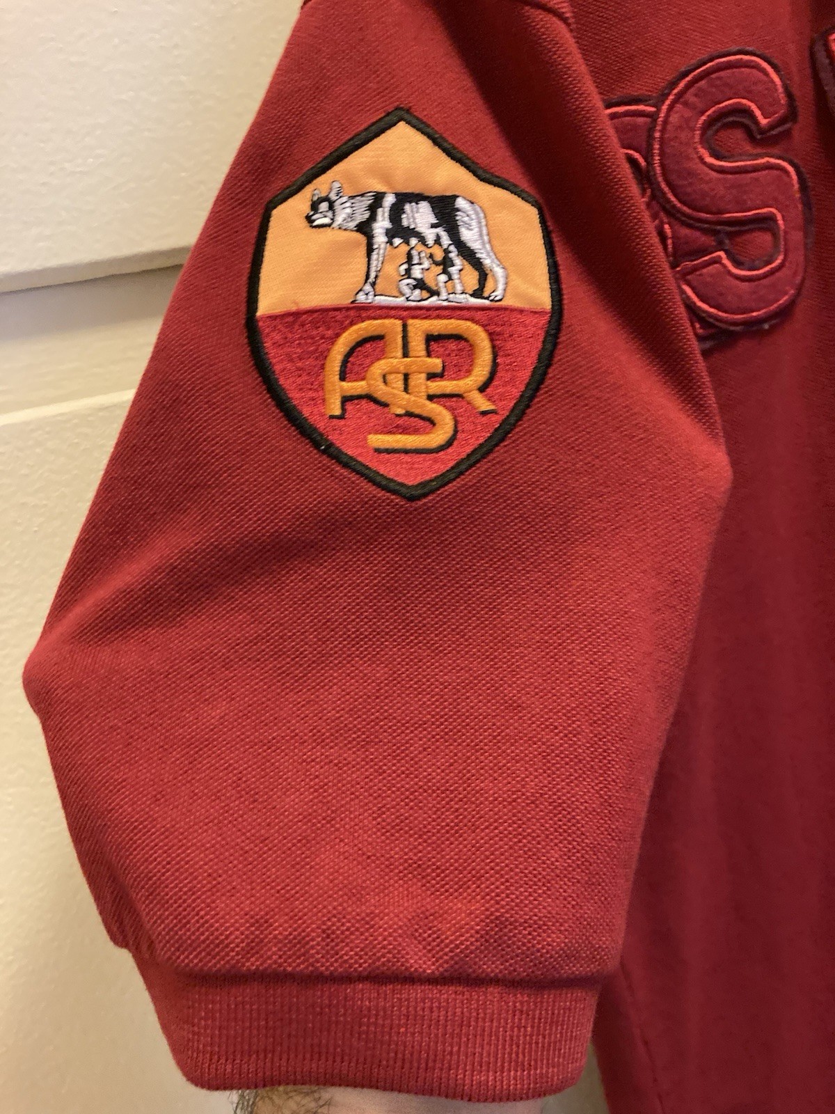 Kappa AS Roma Italy Italia Calcio Polo Shirt Mens Size M Red Slim Fit