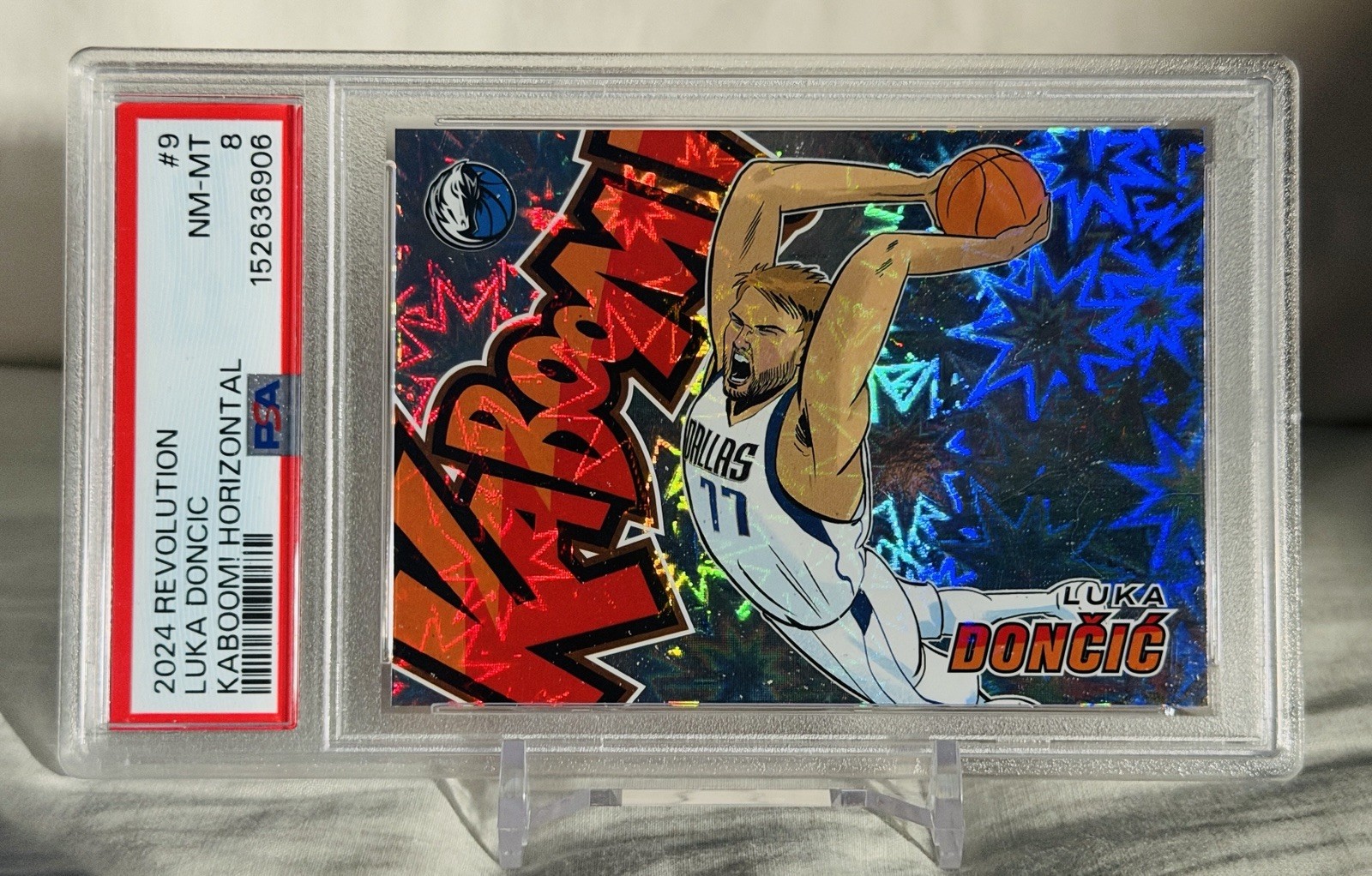 *2024 Panini Revolution Luka Doncic KABOOM! Horizontal #9 PSA 8 NM-MT Case Hit*