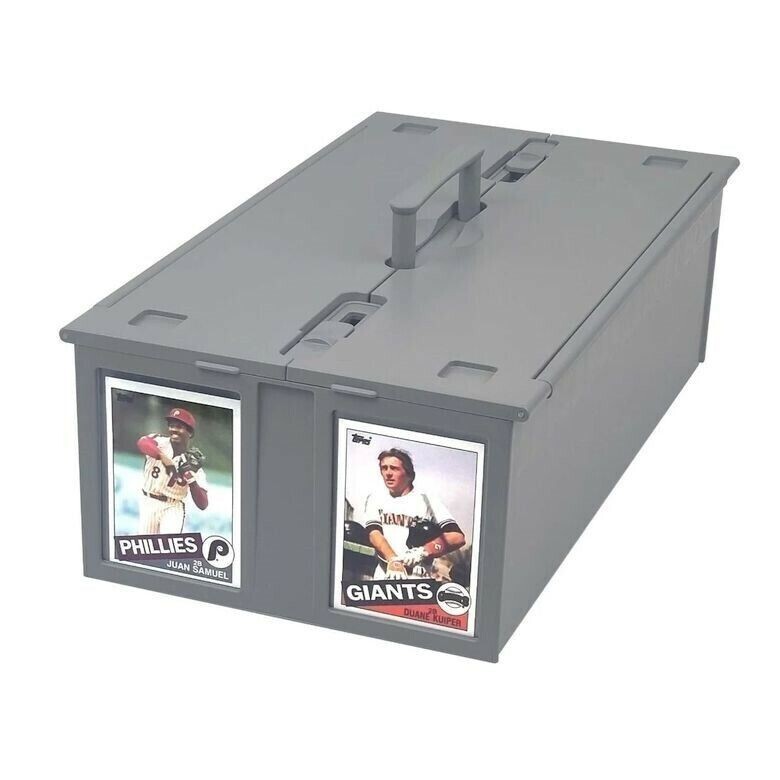 BCW 1600 Count Gray Plastic 2 Row Collectible Trading Card Bin with Hinged Lid