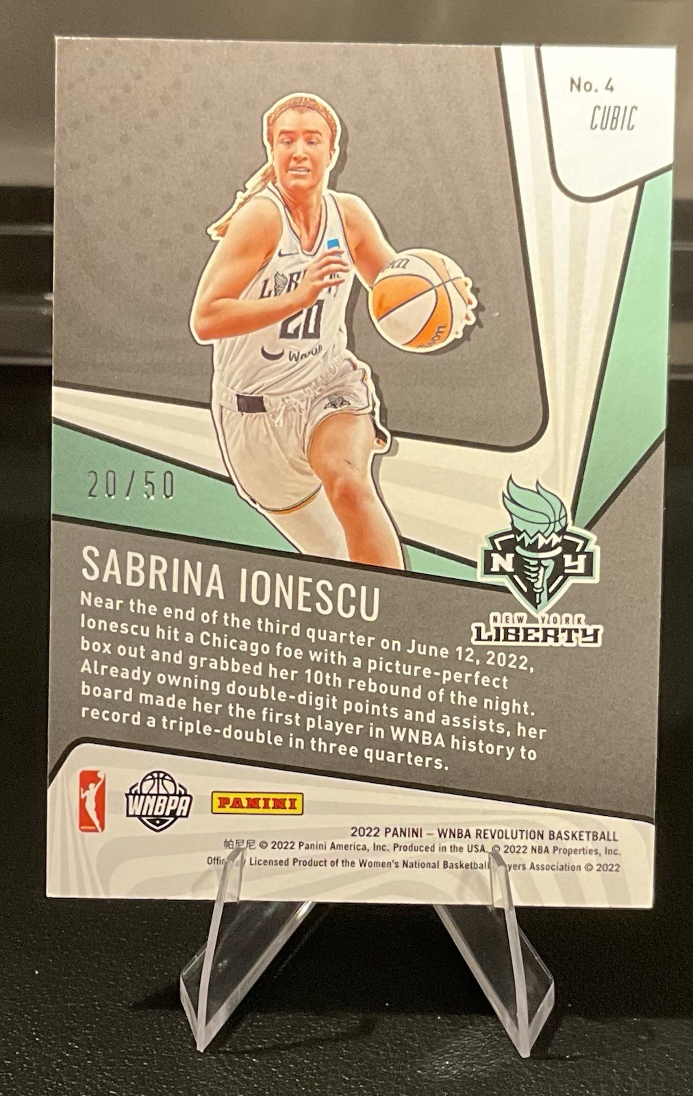 2022 Panini Revolution Sabrina Ionescu Supernova 20/50 Cubic JERSEY NUMBER MATCH