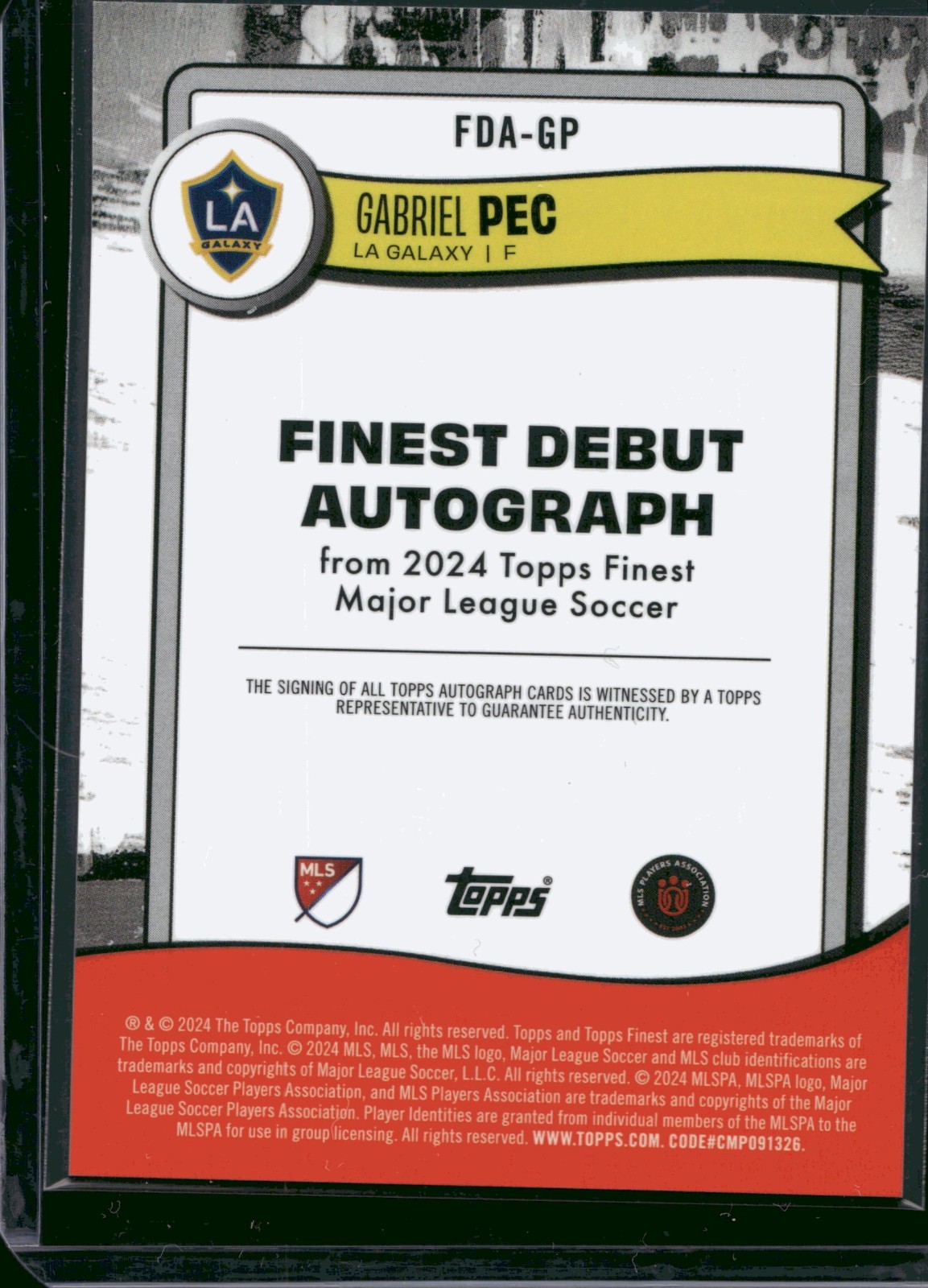 2024 Topps Finest Mls Finest Debuts Auto Orange Gabriel Pec 11/25 #FDA-GP