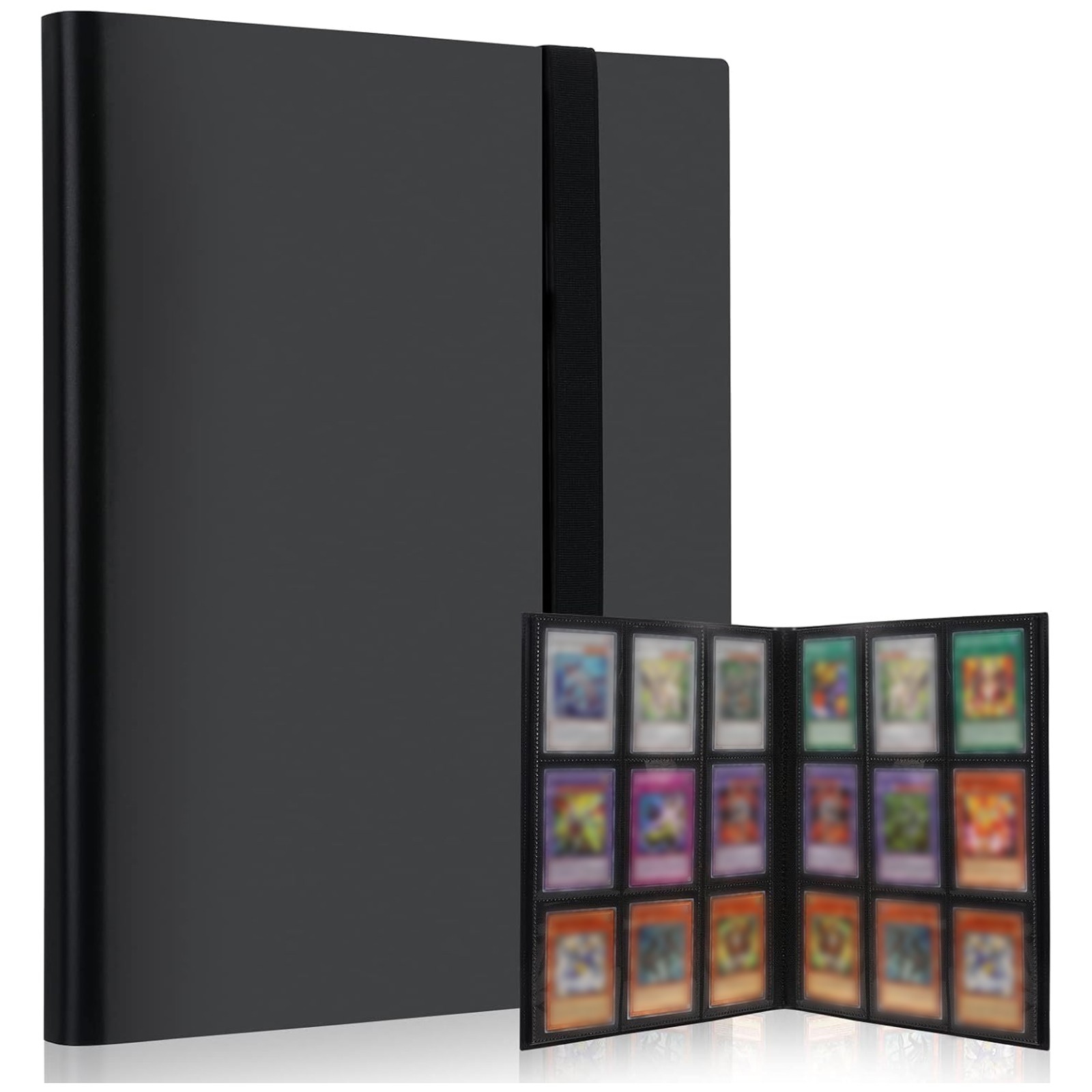 Trading Card Binder – 9 Pocket 360 Cards holder | Sports | TCG | Elastic | Black