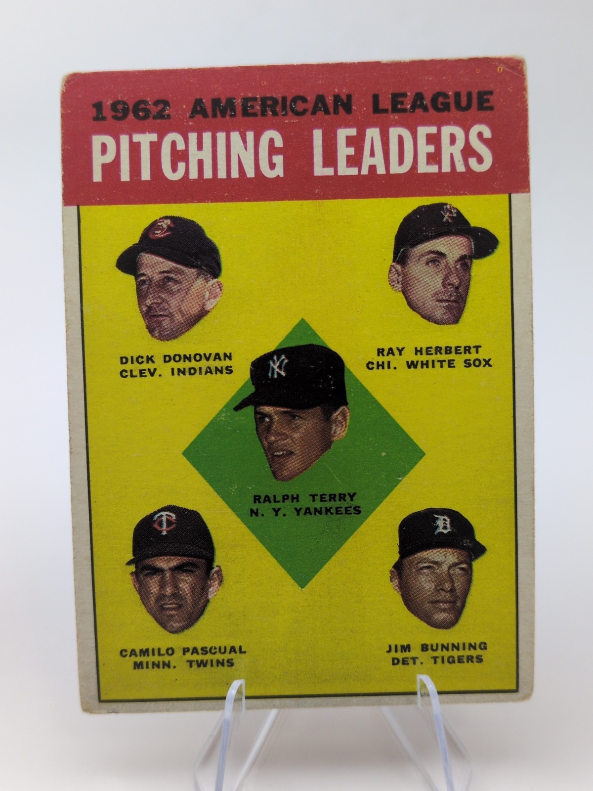 1963 Topps AL Pitching Leaders Lot (3) #6 #8 #10 Whitey Ford Bunning Kaat HOF GD
