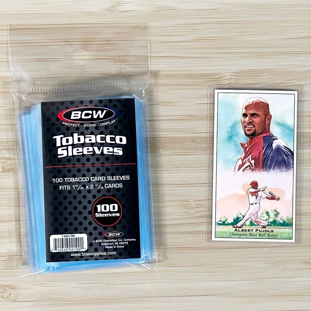 100 BCW Tobacco Card Sleeves Soft Bags Acid Free Holders 1 15/32 x2 11/16 Safe