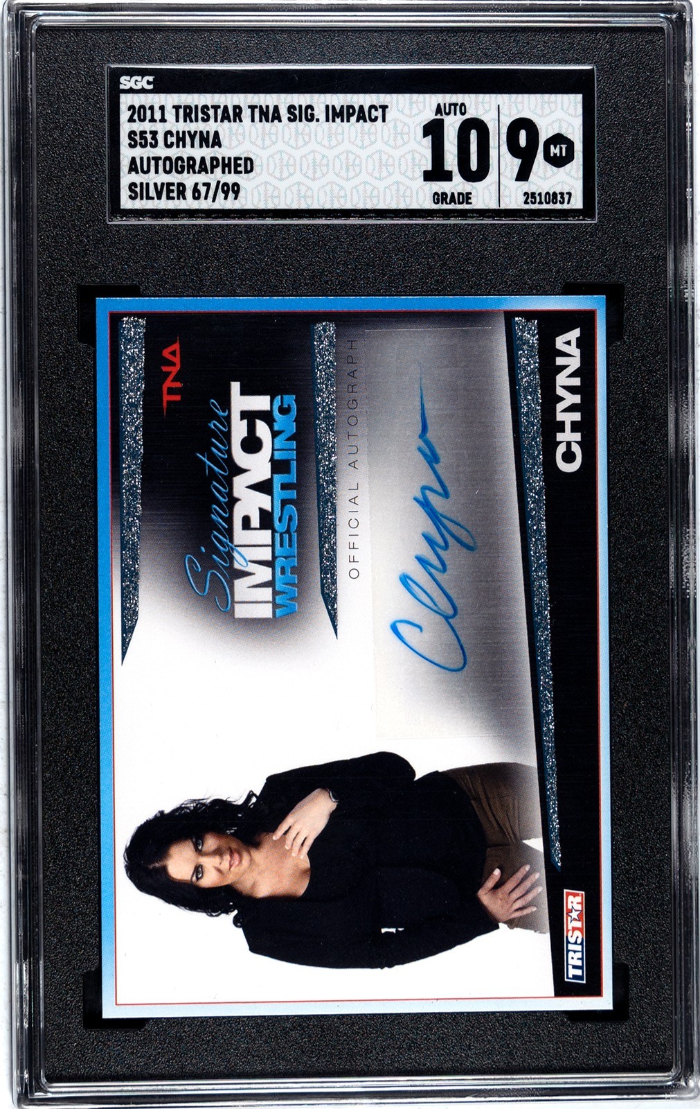 2011 Tristar TNA Signature Impact S53 Chyna Silver 67/99 Auto Card SGC 9 Auto 10