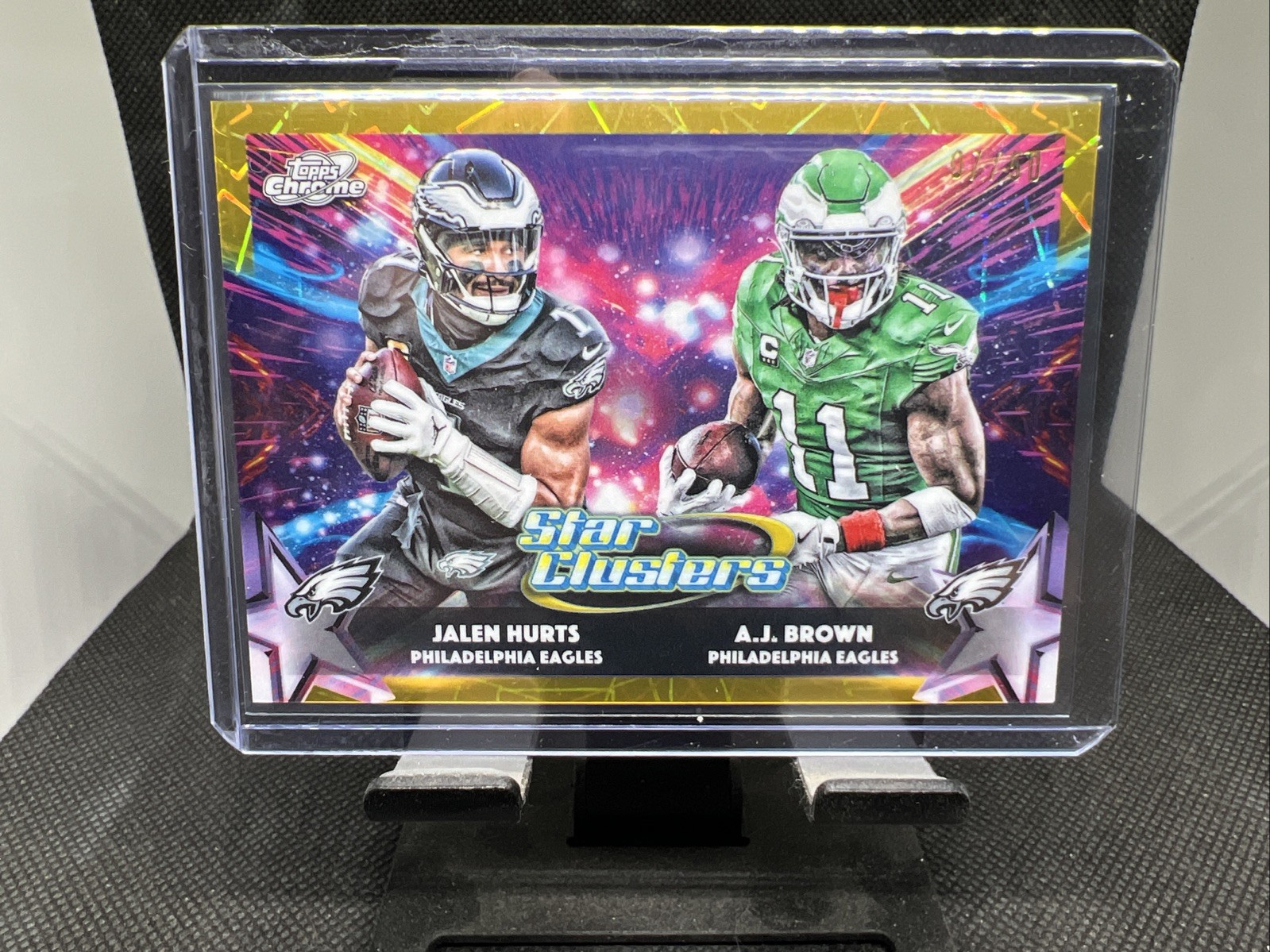 2025 Topps Cosmic Chrome Jalen Hurts A.J. Brown Star Clusters Gold /50