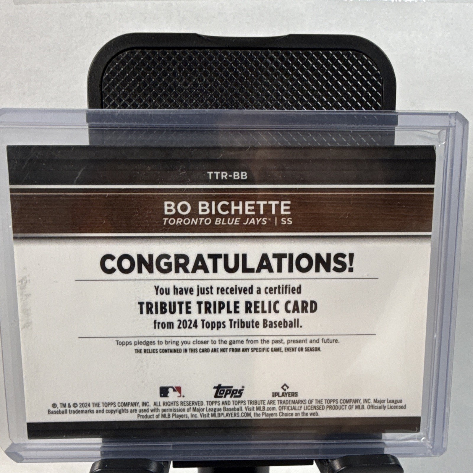Topps 2024 Tribute Triple Relics Green Bo Bichette Blue Jays #TTR-BB /99 MEM