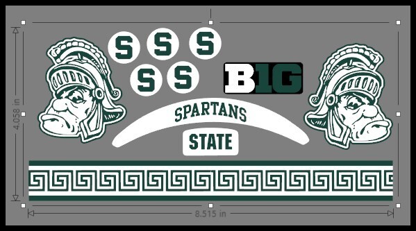 Full Size Michigan State Spartans Helmet Alternative Decals Green and White