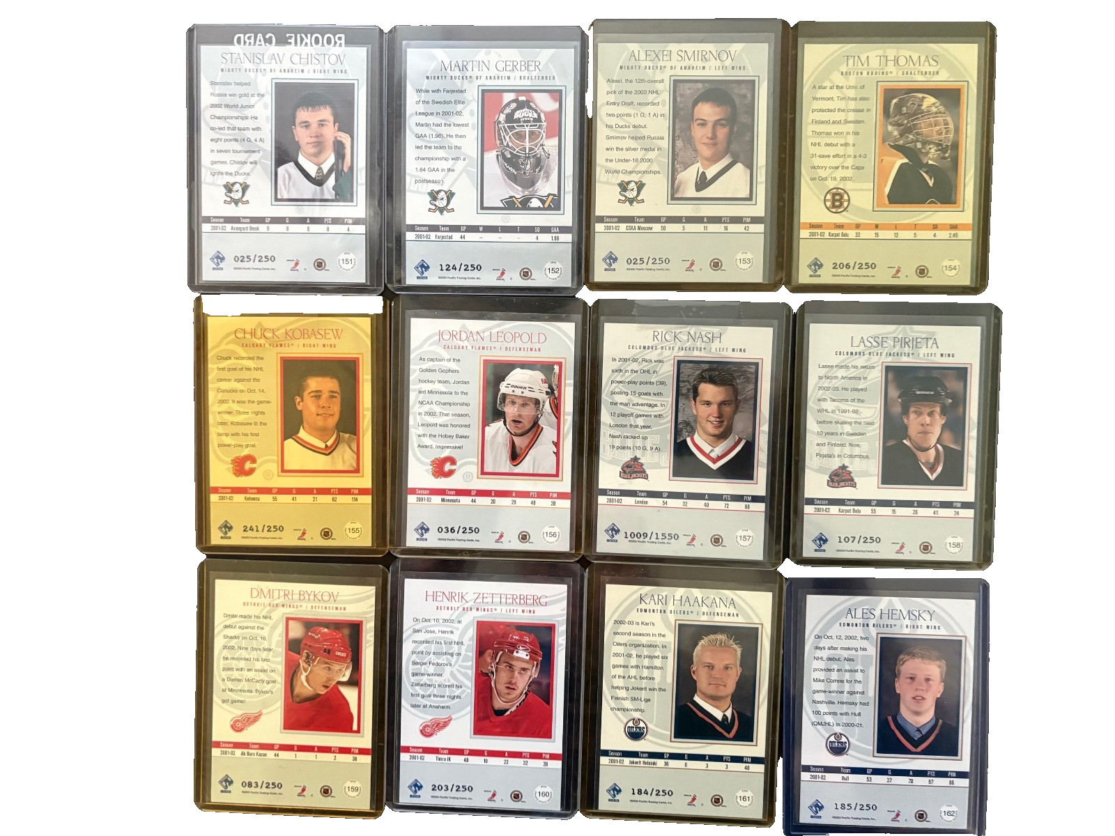 2002 Pacific Private Stock Complete Set of Hockey Rookies 151-185 See Below