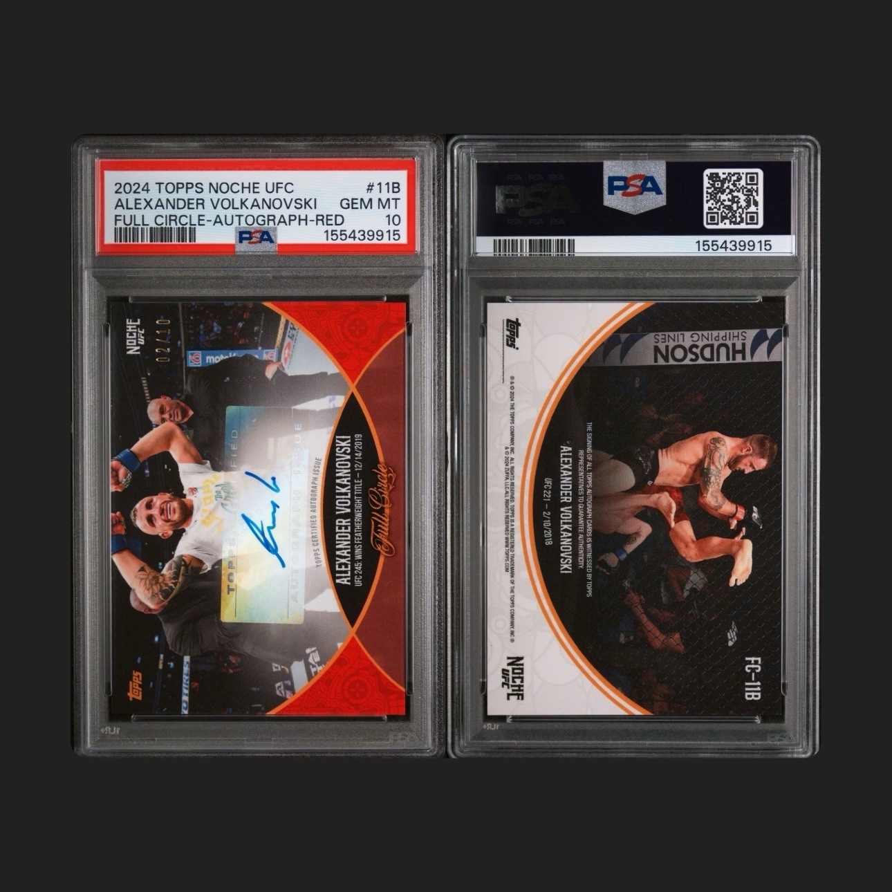 UFC NOCHE Alex Volkanovski Full circle /10 auto PSA 10