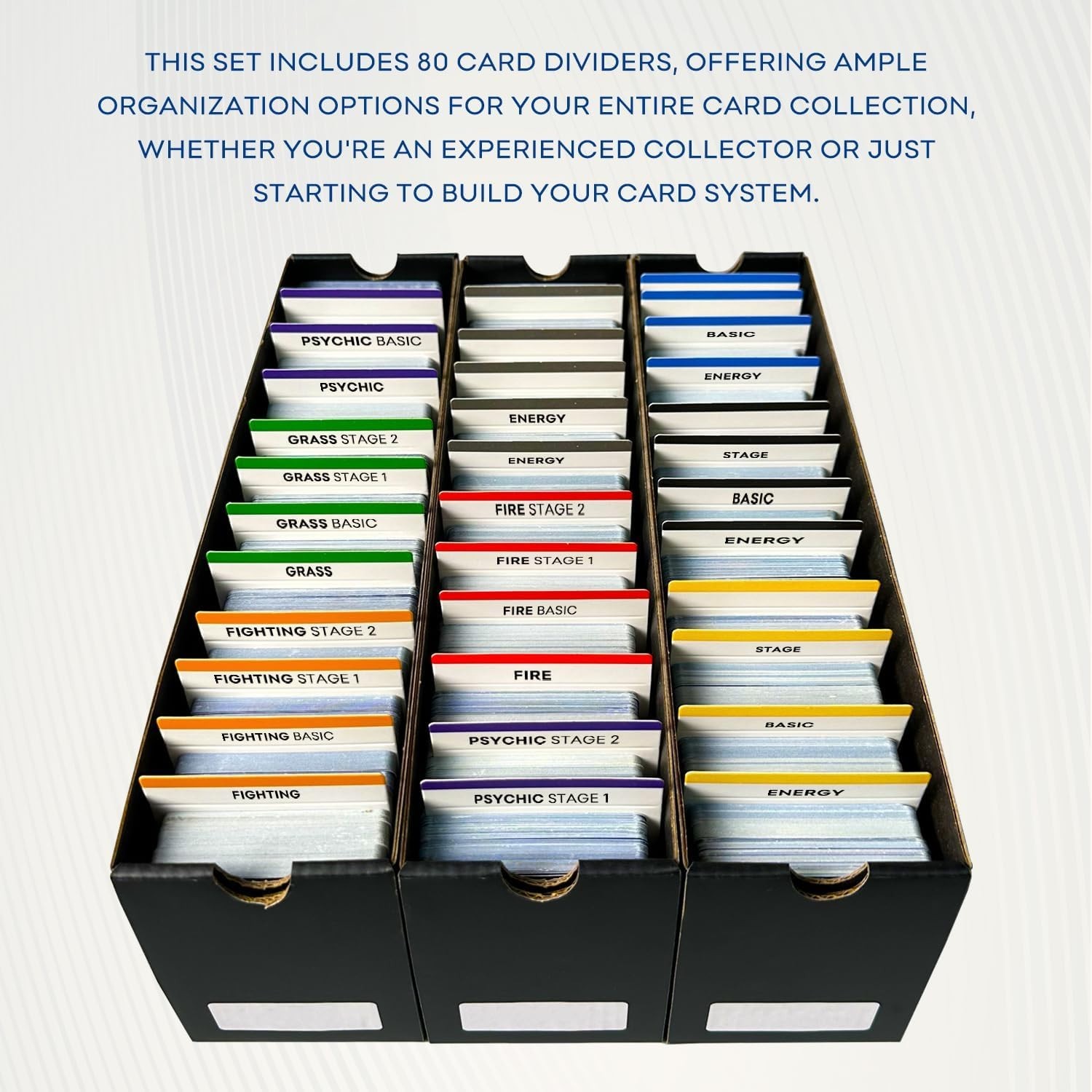 80 Trading Card Dividers for Storage Boxes MTG TCG Baseball Sports Cards New