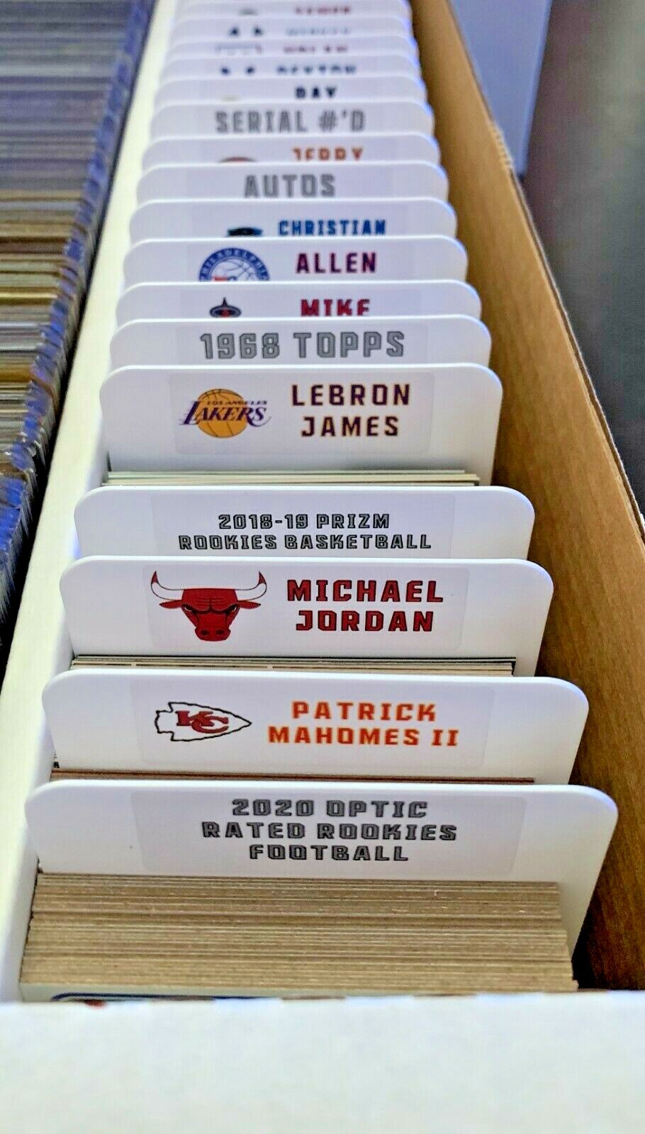 Sports Card Tall Divider With Customized Player Label – MLB NFL NHL NBA NCAA MLS