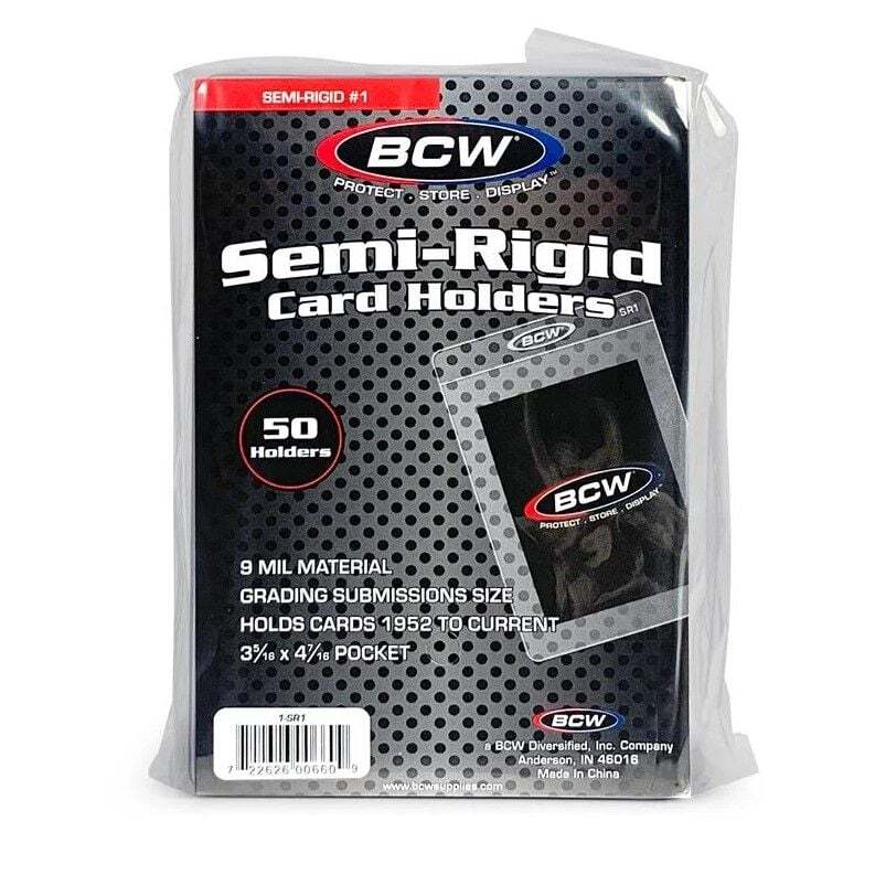 20 packs of 50 (1000) BCW 3 ³⁄₁₆” x 4 ¼” Semi-Rigid #1 Card Holders