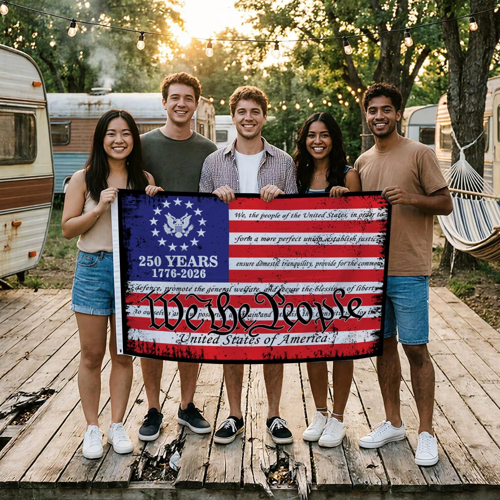 3x5FT Flag USA 250 Anniversary Commemorative FLAG-We the People Multicolor