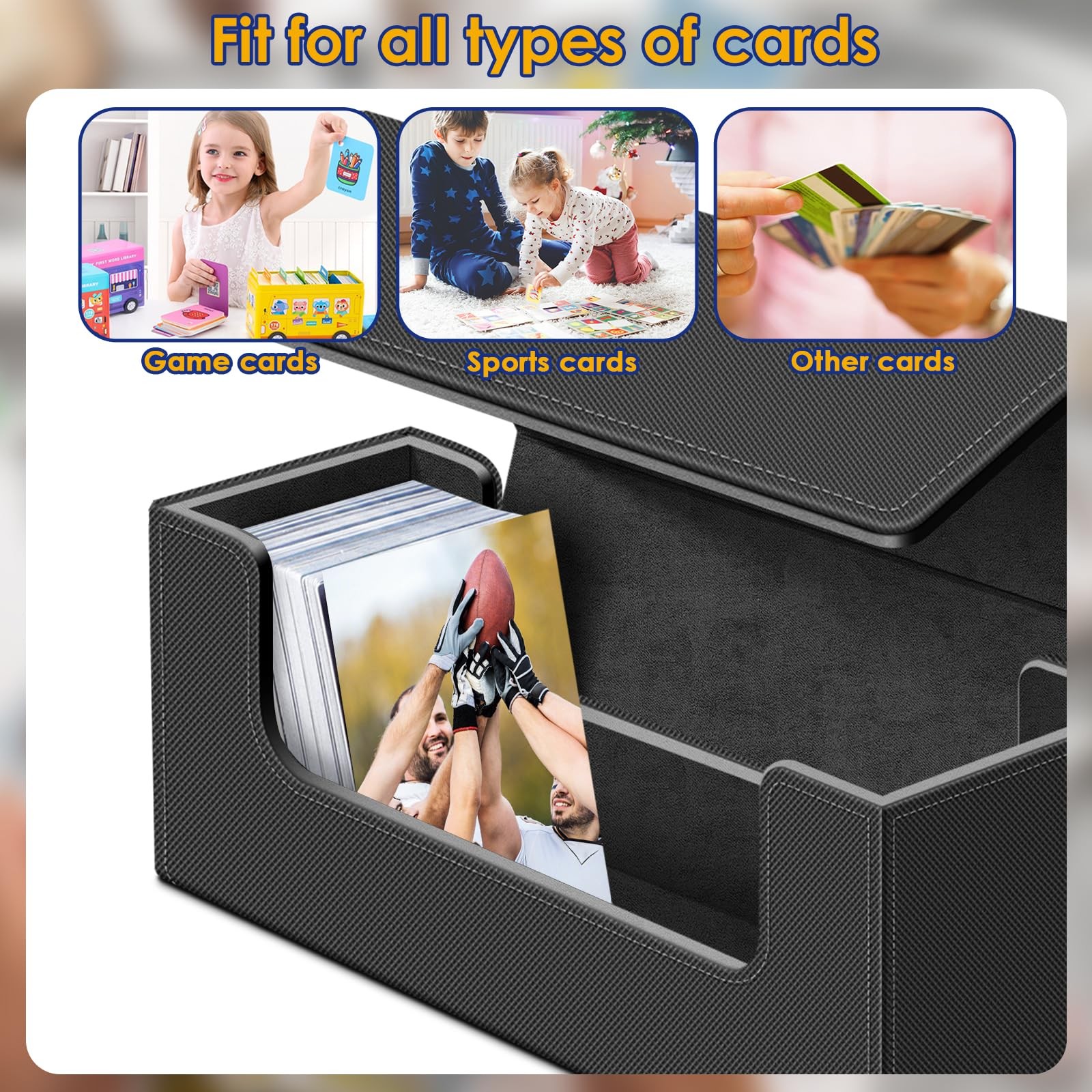 600 Card Deck Case for Trading, Leather Magnetic Closure Commander Storage Bo…