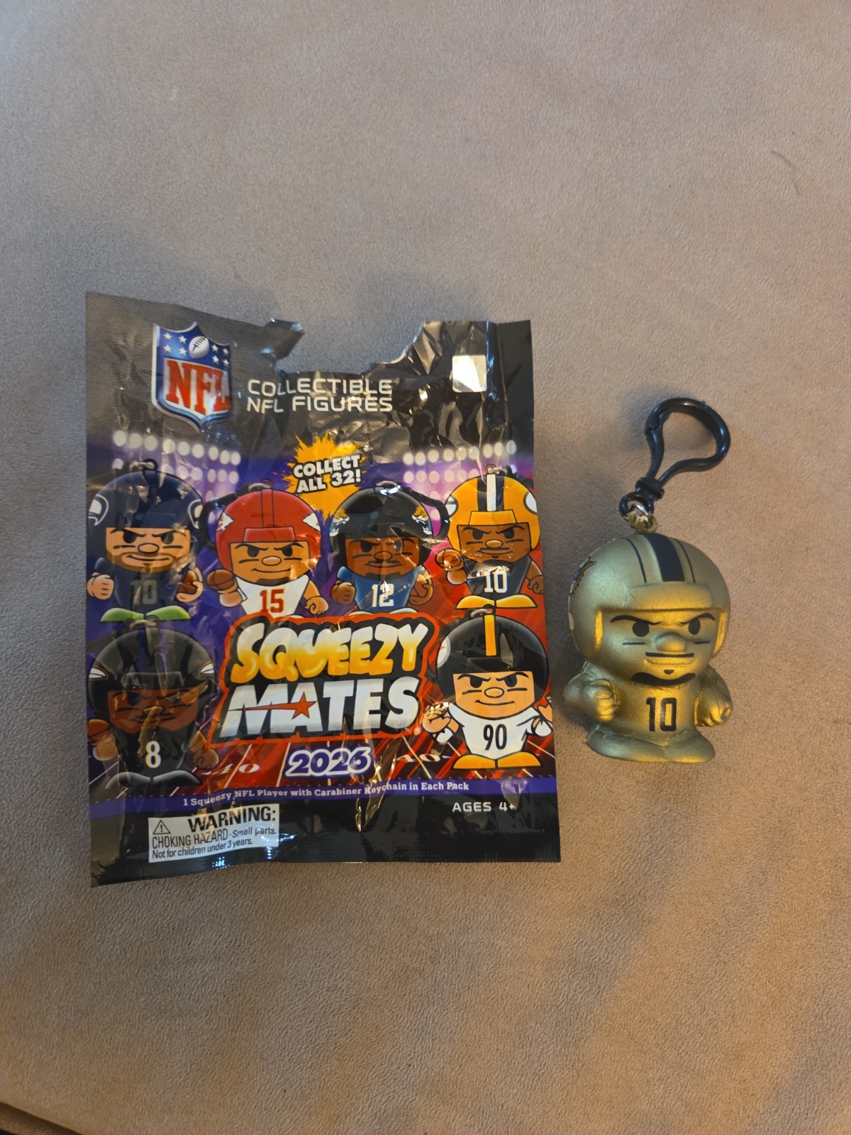 Rare NFL 2026 Squeezy Mates, 2.5” Keychain, Miami Dolphins Tyreek Hill Gold