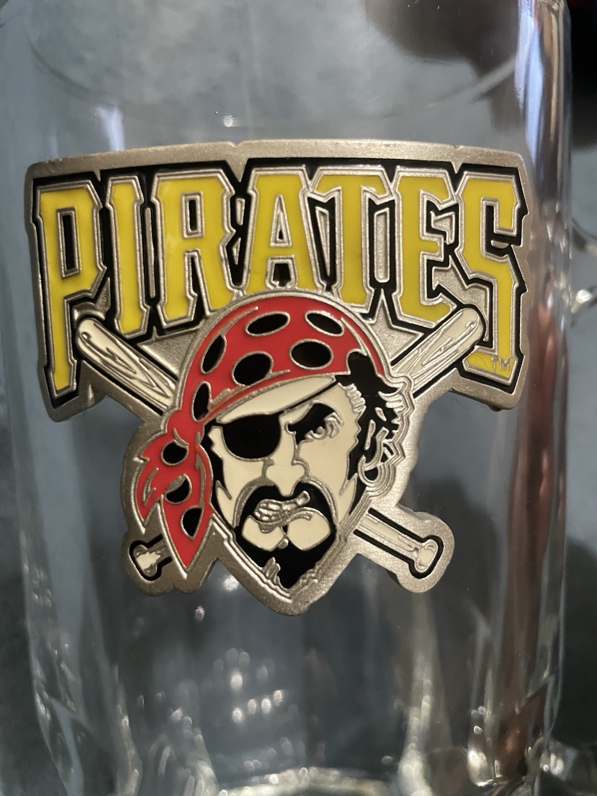 PITTSBURGH PIRATES 2003 Great American Products 8×4 GLASS MUG Fine Pewter Logo