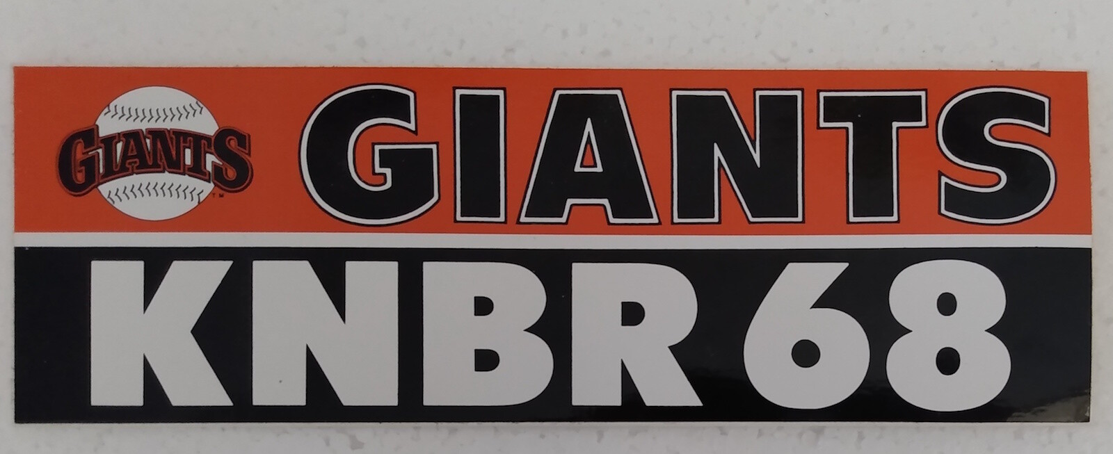 vintage San Francisco Giants bumper sicker KNBR 68 radio 9×3 in baseball
