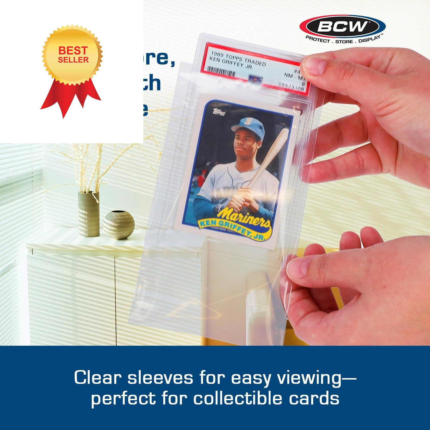 BCW Resealable Graded Card Sleeves – 100 Pack | Clear Polypropylene