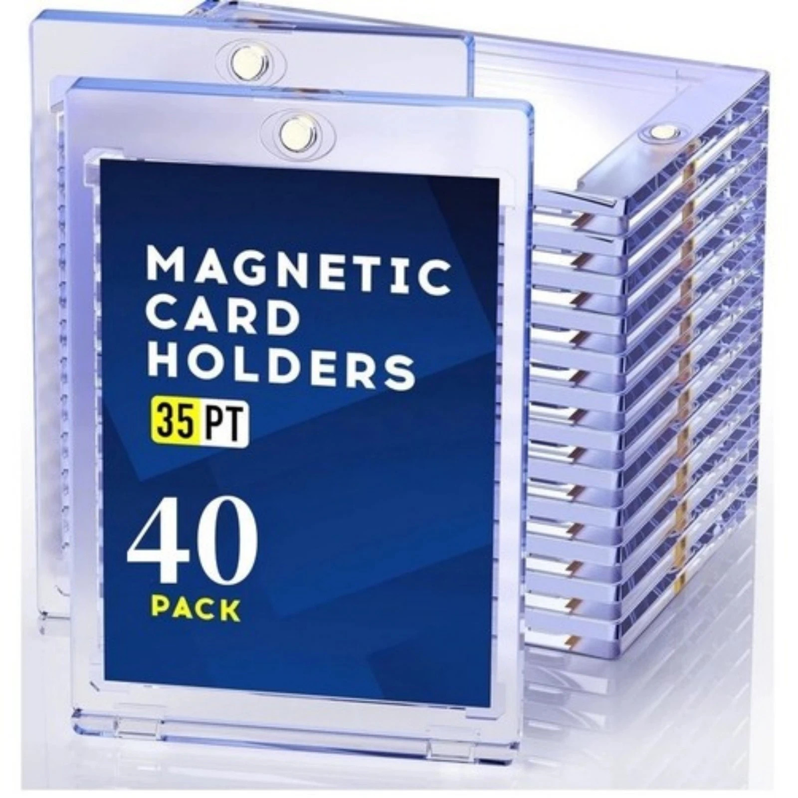 40-Pack Magnetic Card Holder 35PT U-V Protection Hard Trading Game Card Case