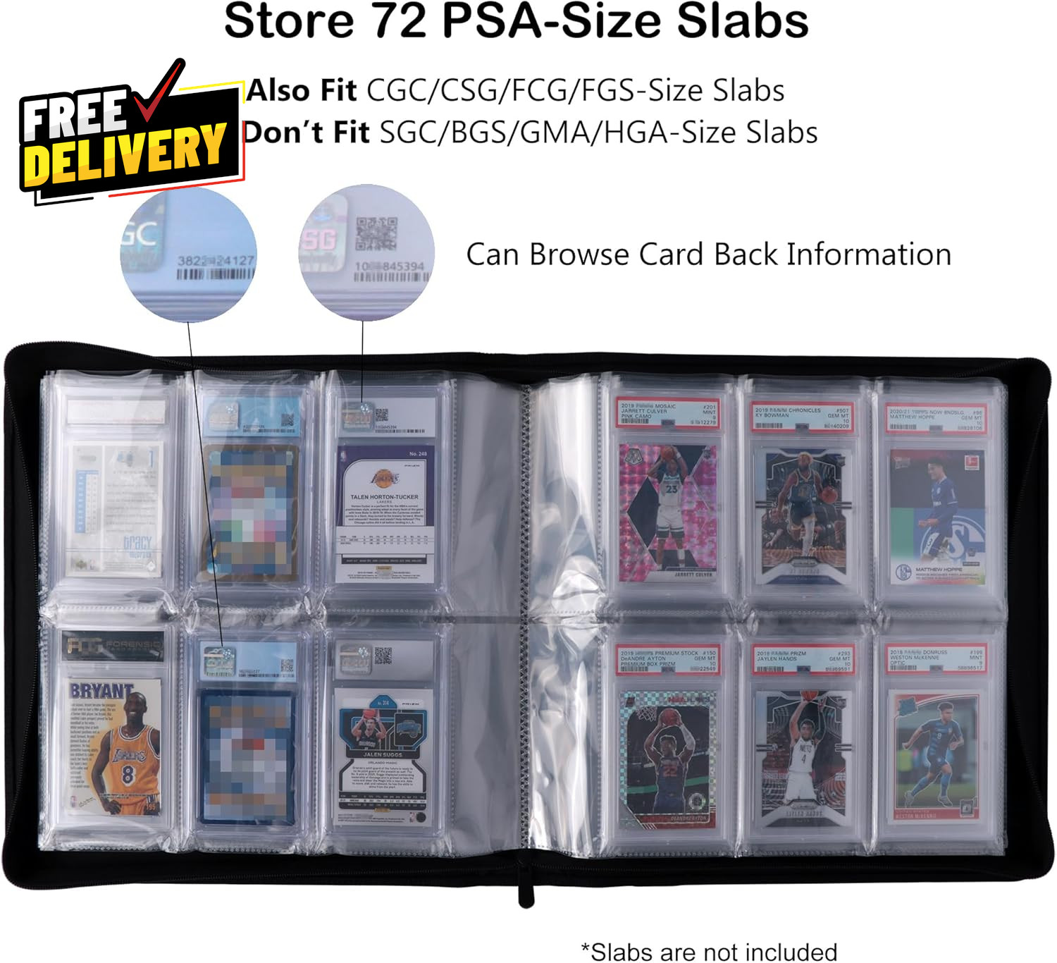 PSA Slab Binder Holds 72 PSA Slabs 6-Pocket Graded Card Binder for PSA CGC CSG..