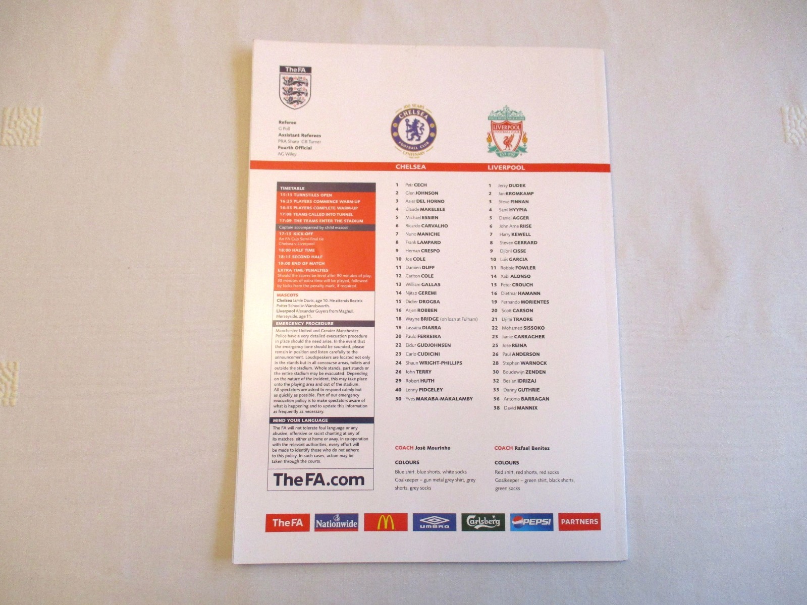 CHELSEA V LIVERPOOL THE FA CUP PROGRAMME & TICKET 2006 – EXCELLENT CONDITION.