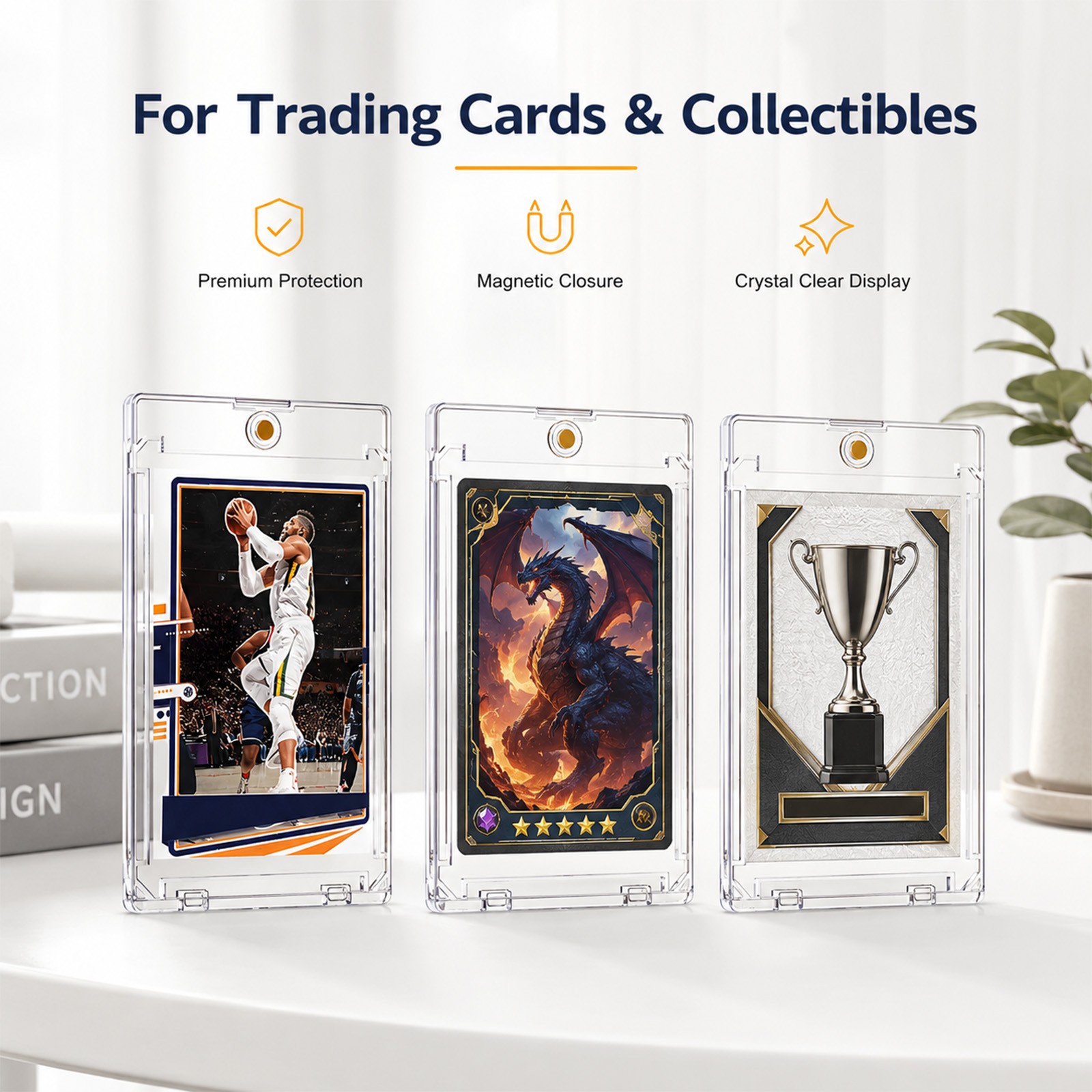 25/50pcs Magnetic Card Holders 75/100/130/180pt Sports Trading Card Display Case